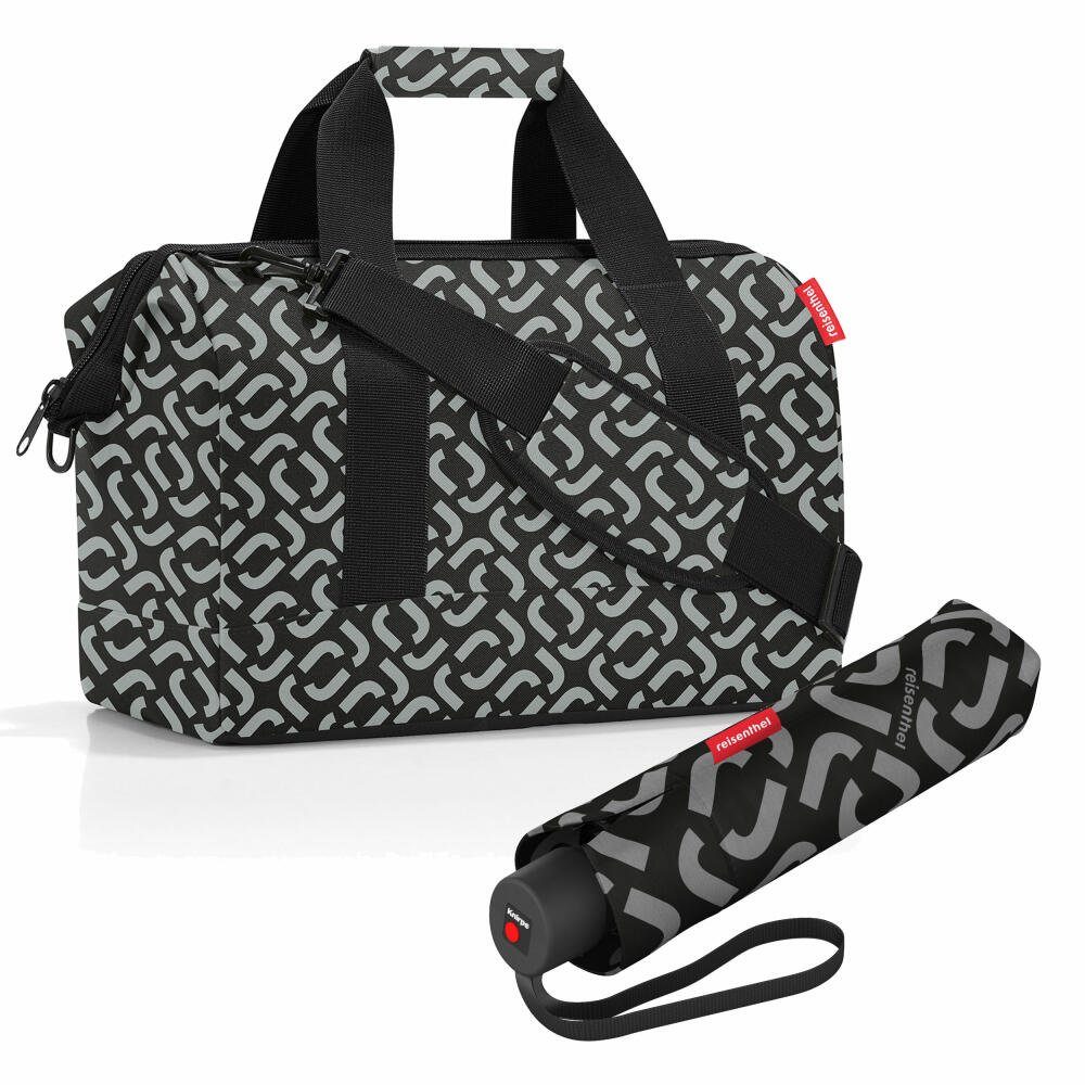 Schultertasche allrounder M Set Signature Black