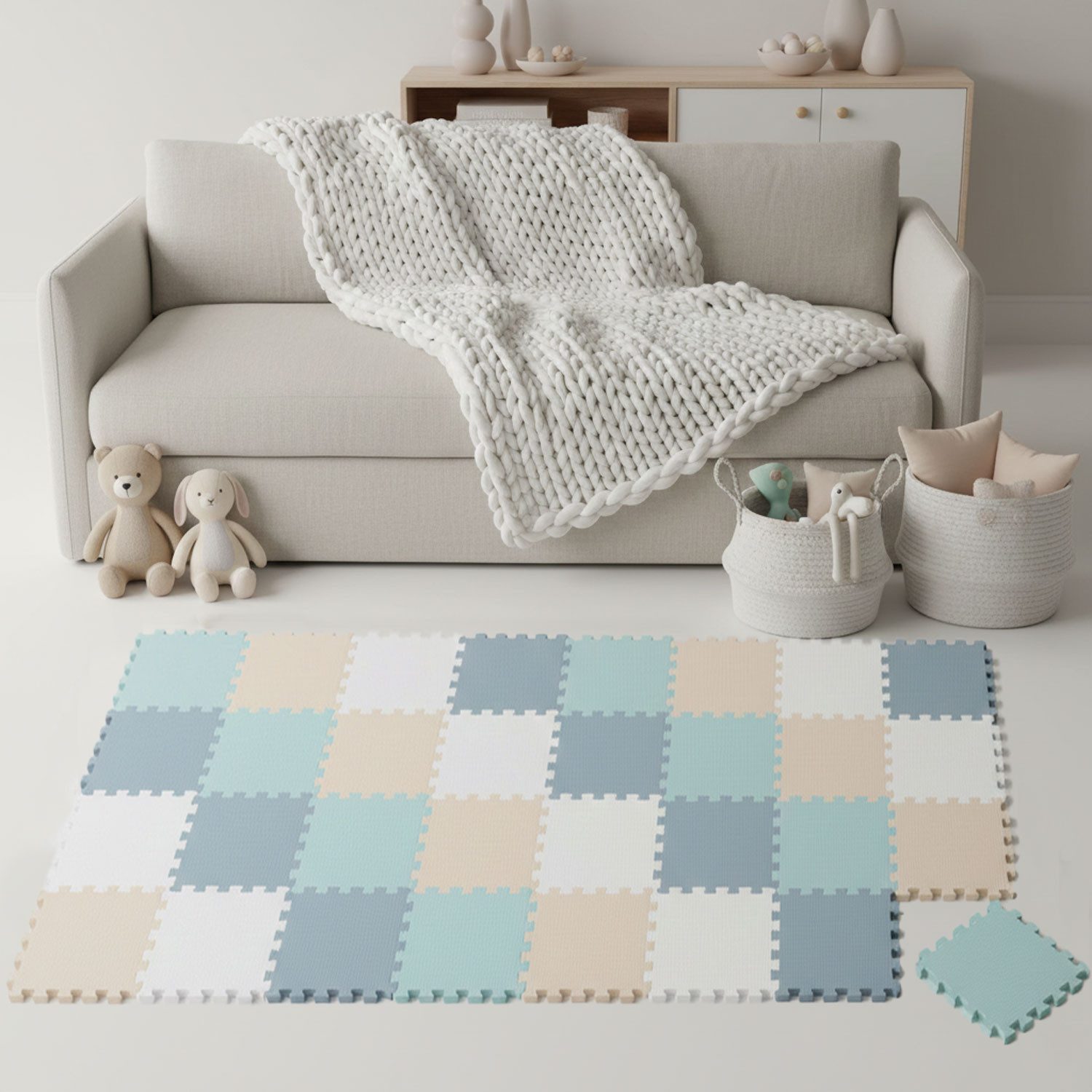 LittleTom Puzzlematte ab dem 1. Tag - 36 Teile Baby Spielmatte - 30 x 30 Kinder Krabbelmatte, (36-tlg), Spielunterlage für Babys und Kleinkinder - Kinderzimmer Puzzleteppich