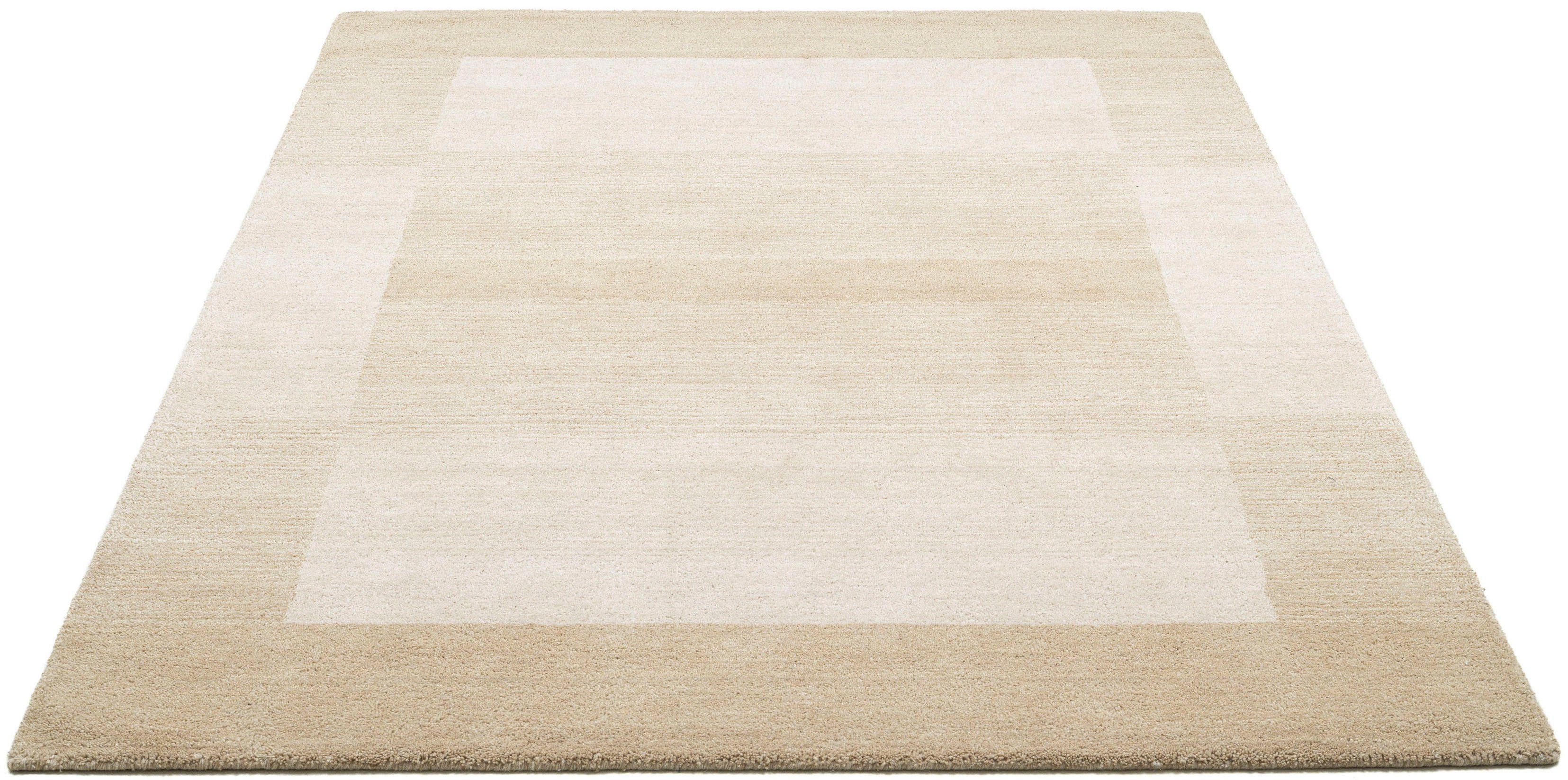 Wollteppich Gabbeh Super, THEKO, rechteckig, Höhe: 9 mm, Handweb Teppich, reine Schurwolle, handgewebt, mit Bordüre, Wohnzimmer beige