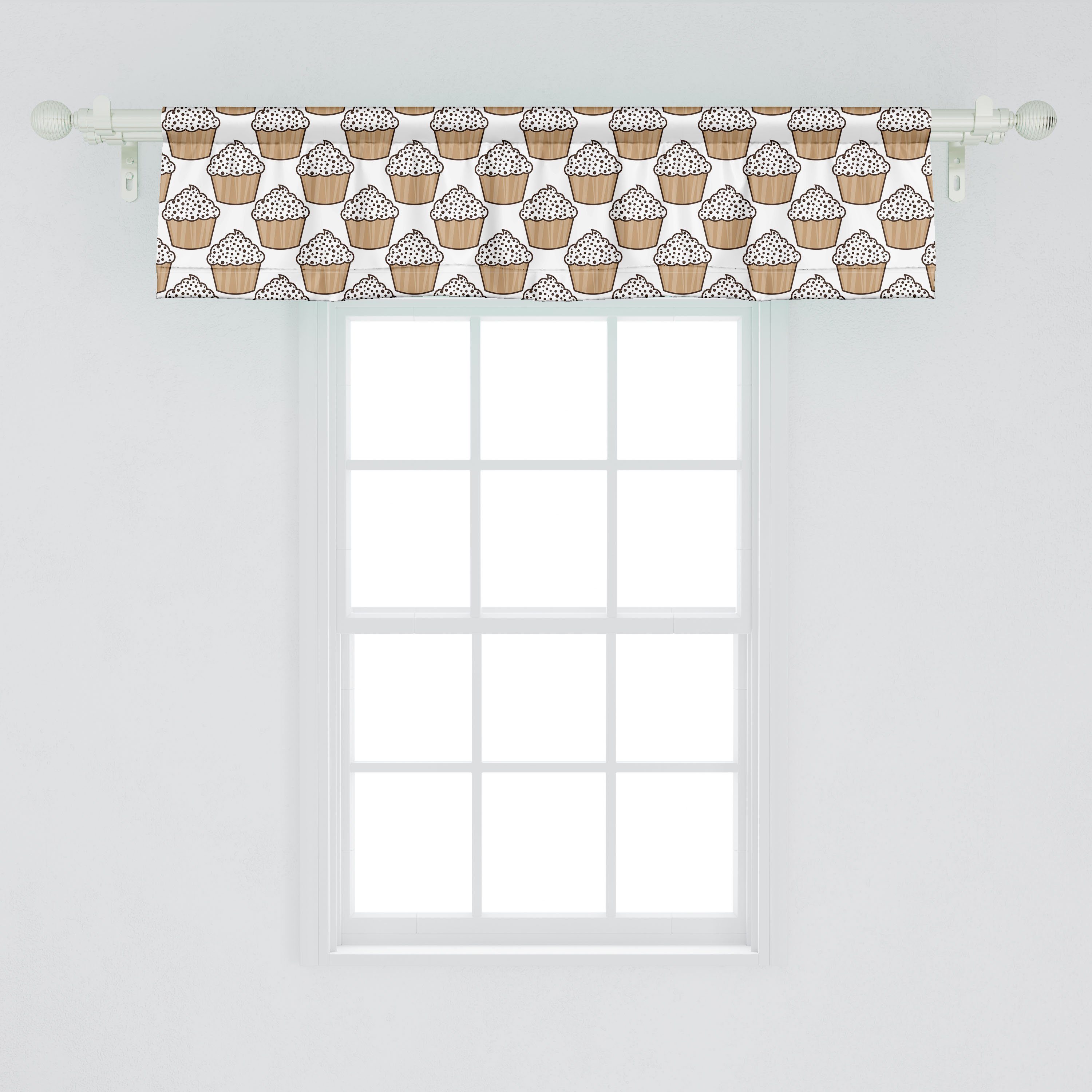 Stangentasche, Cupcake Microfaser, für Küche Volant Scheibengardine Dekor Vorhang Abakuhaus, Kunst Schlafzimmer mit Schlagsahne Muffin