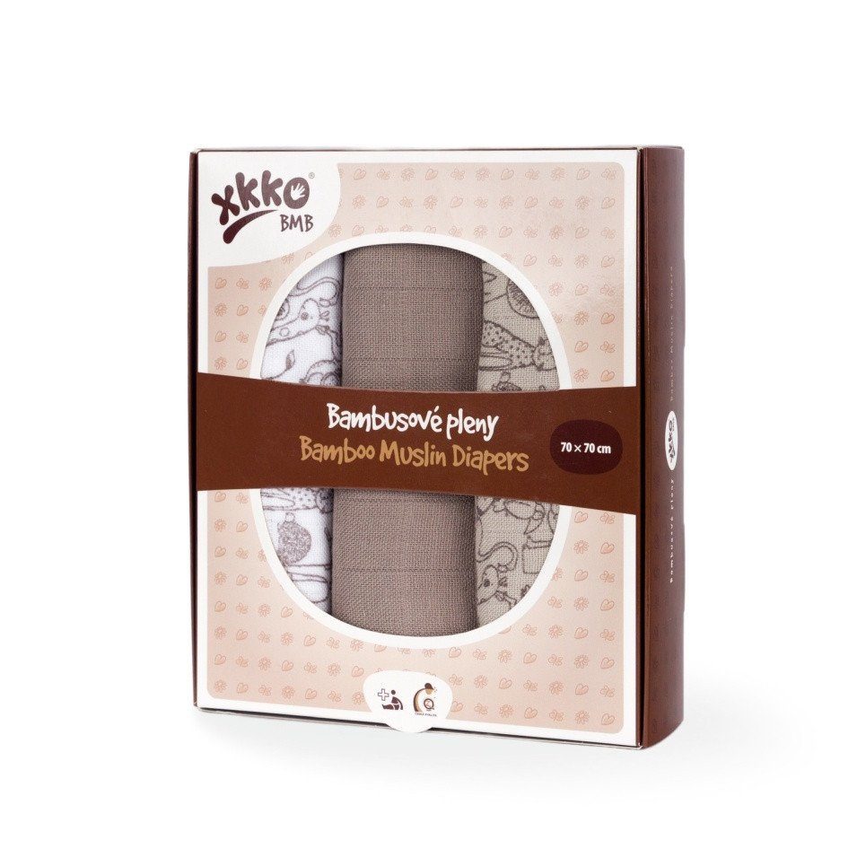 XKKO Spucktuch Baumwolle Bambus im 3er Set, 70x70 cm Safari Brown Atmosphere