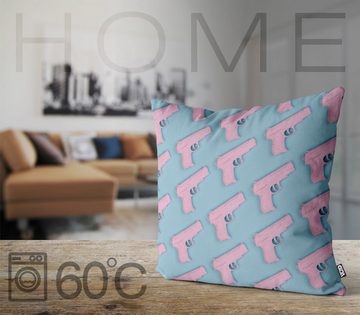 Kissenbezug, VOID (1 Stück), Sofa-Kissen Muster Abstrakt Modern Skandinavisch Design Plastik Pistole Rosa Türkis Sommer Wohnzimmer Waffe Eis Baden