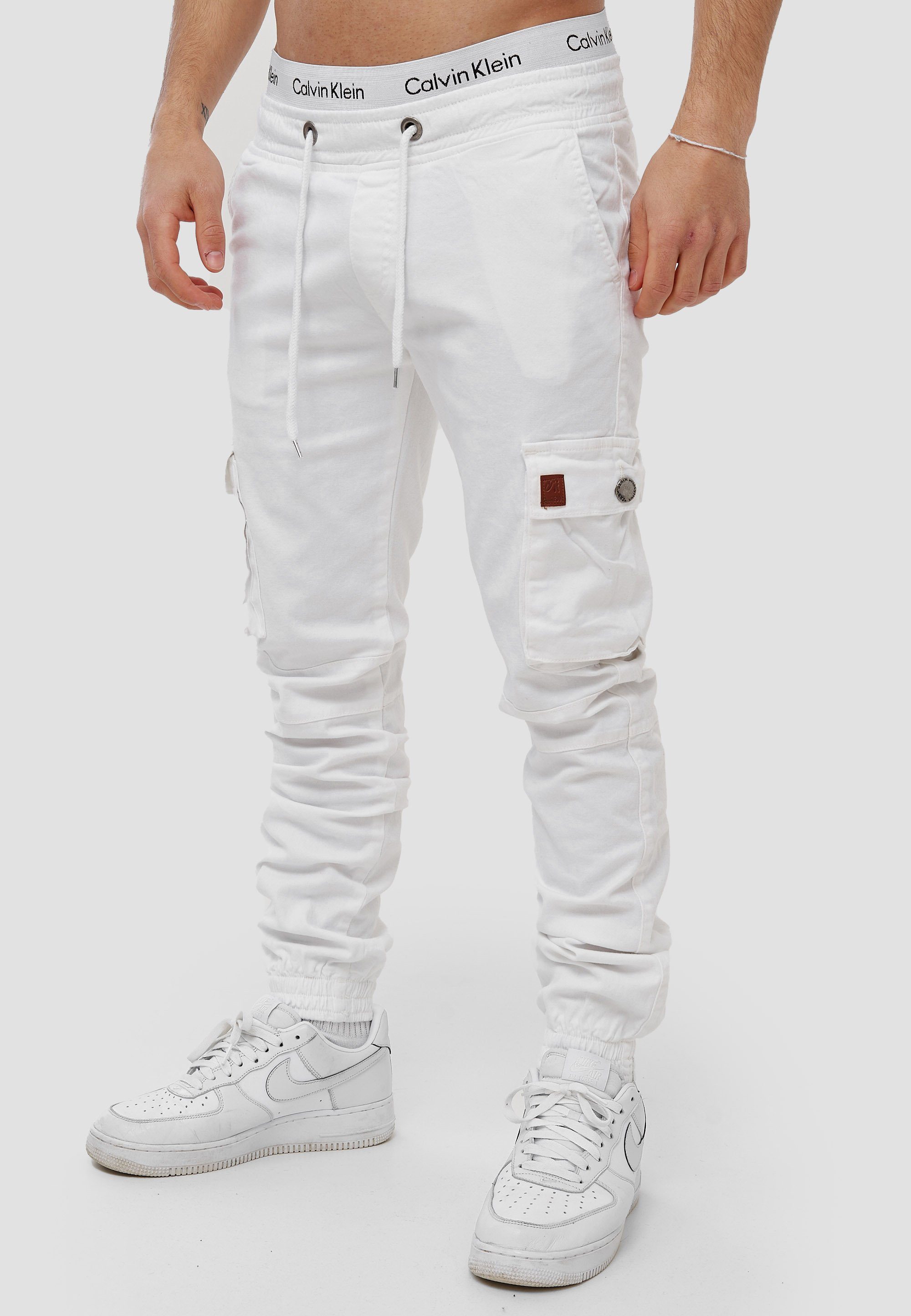 OneRedox Straight-Jeans H-3413 Weiß Casual (Chino Streetwear, Cargohose Business Freizeit 1-tlg)