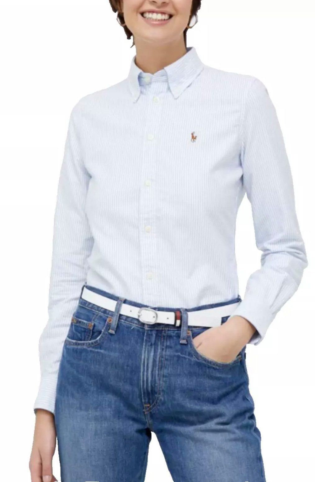 Polo Ralph Lauren Streifenhemd Damen Bluse Heidi Oxford Cotton mit Streifen sofortige Authentifizierung über einen QR-Code möglich