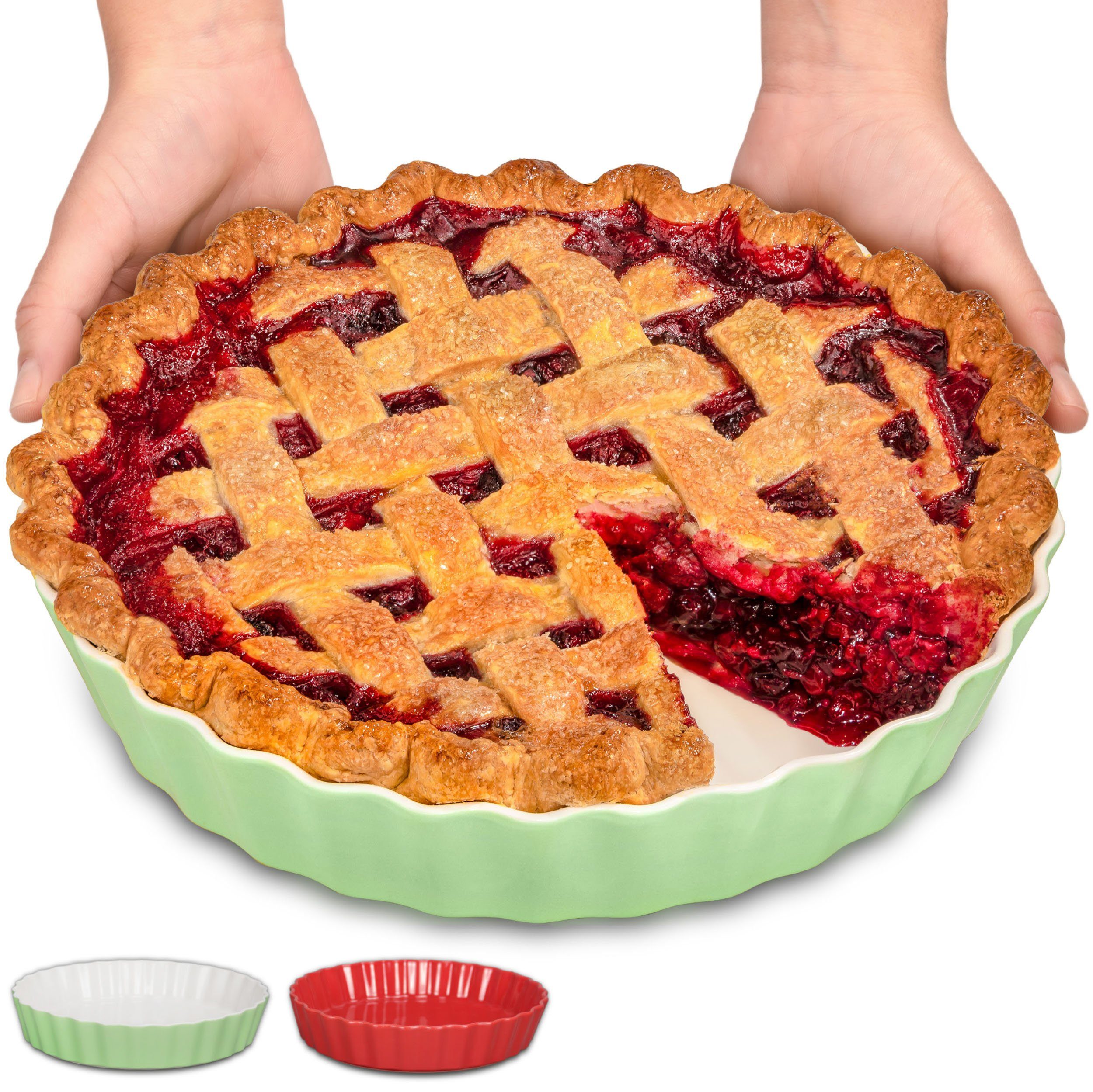 Praknu Auflaufform Keramik-Tarteform 28cm 1 St. Antihaft hoher Rand, Ofen 280°C, Farben, Porzellan - Keramik, (1-St), Mit Antihaftbeschichtung - Einfach zu Reinigen - Plastikfrei Verpackt
