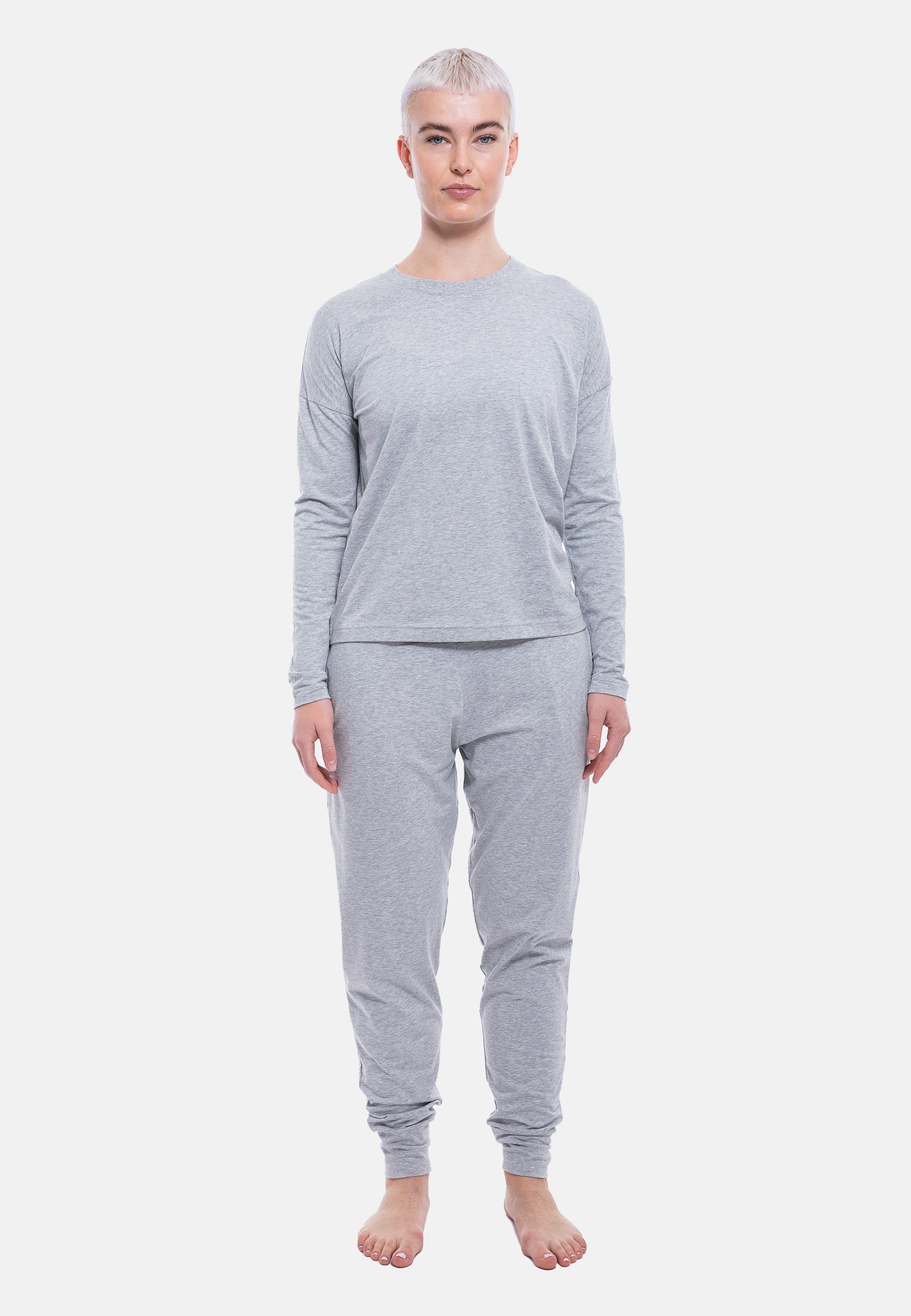 - Hose 2 Pyjama Yona im Langarm-Shirt Atmungsaktiv (Set, Schlafanzug Mey - und lange tlg) Set