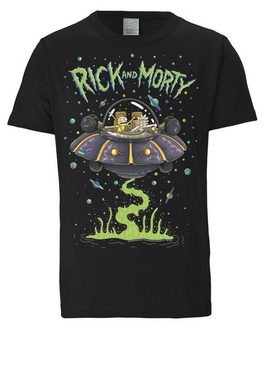 LOGOSHIRT T-Shirt Rick & Morty - Raumschiff mit lizenziertem Print