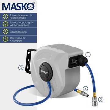 MASKO Hochdruckschlauch, Druckluftschlauch Aufroller automatisch 1/4 Anschluss Schlauch