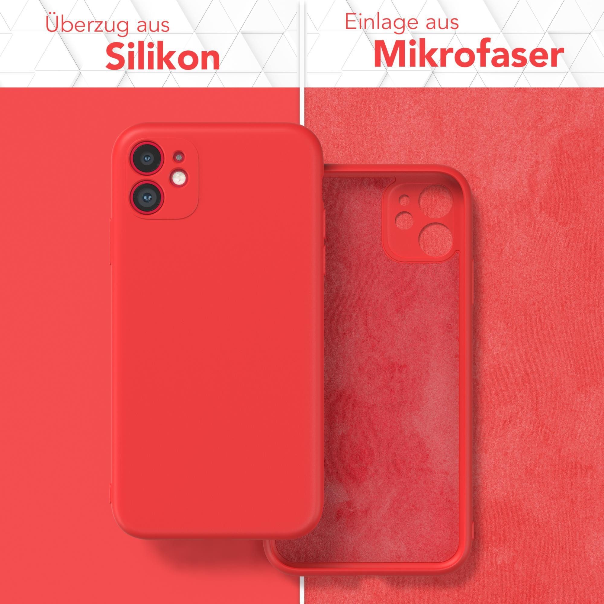 EAZY CASE Handyhülle für Apple iPhone 11 Hülle Silikon 6,1 Zoll, Silikon Schutzhülle mit Kameraschutz stoßfest handycover elastisch Rot