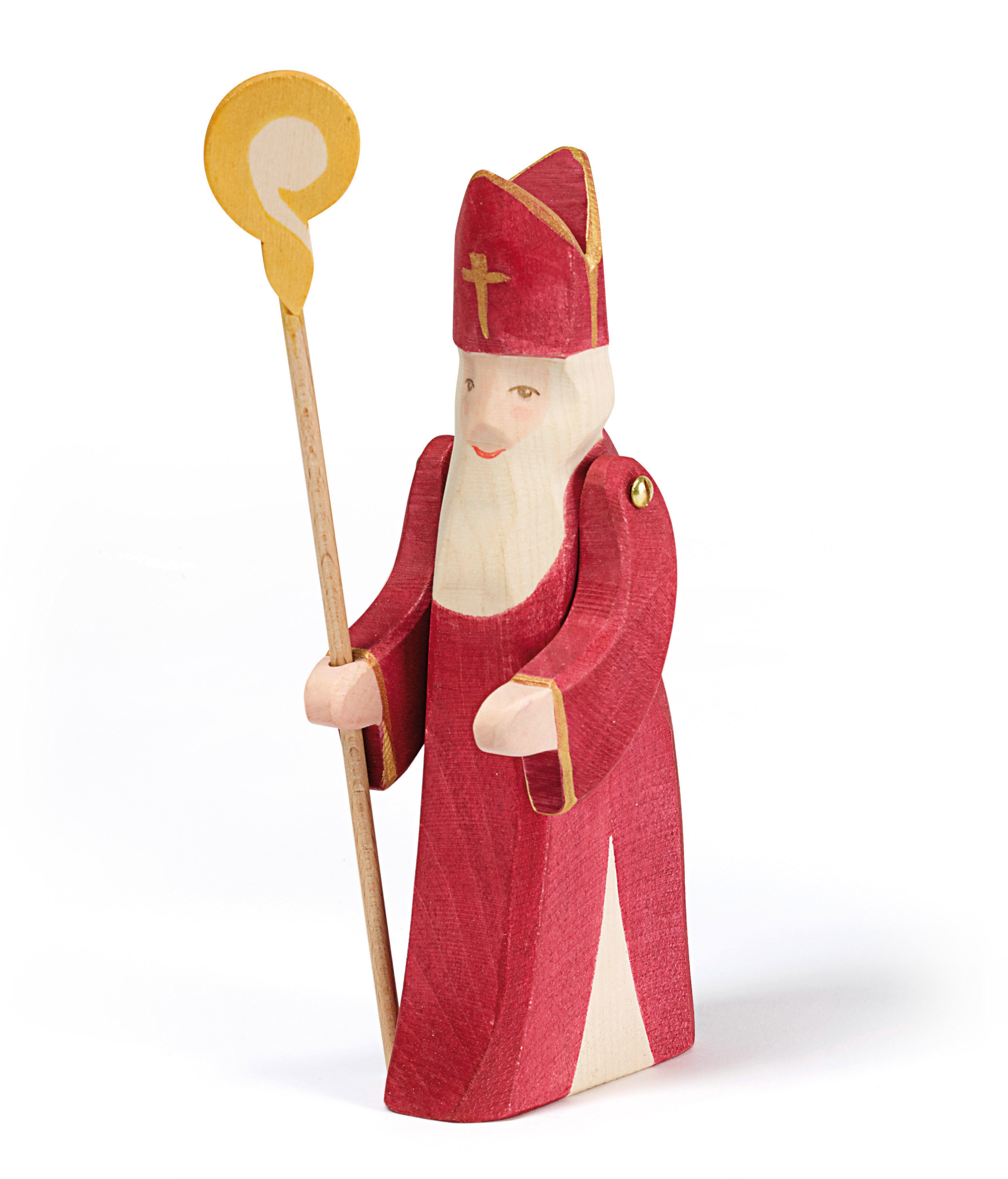 Ostheimer Spielfigur St. Nikolaus mit Stab II Spielfigur Holzfigur Made in Germany, (2-tlg), Made in Germany
