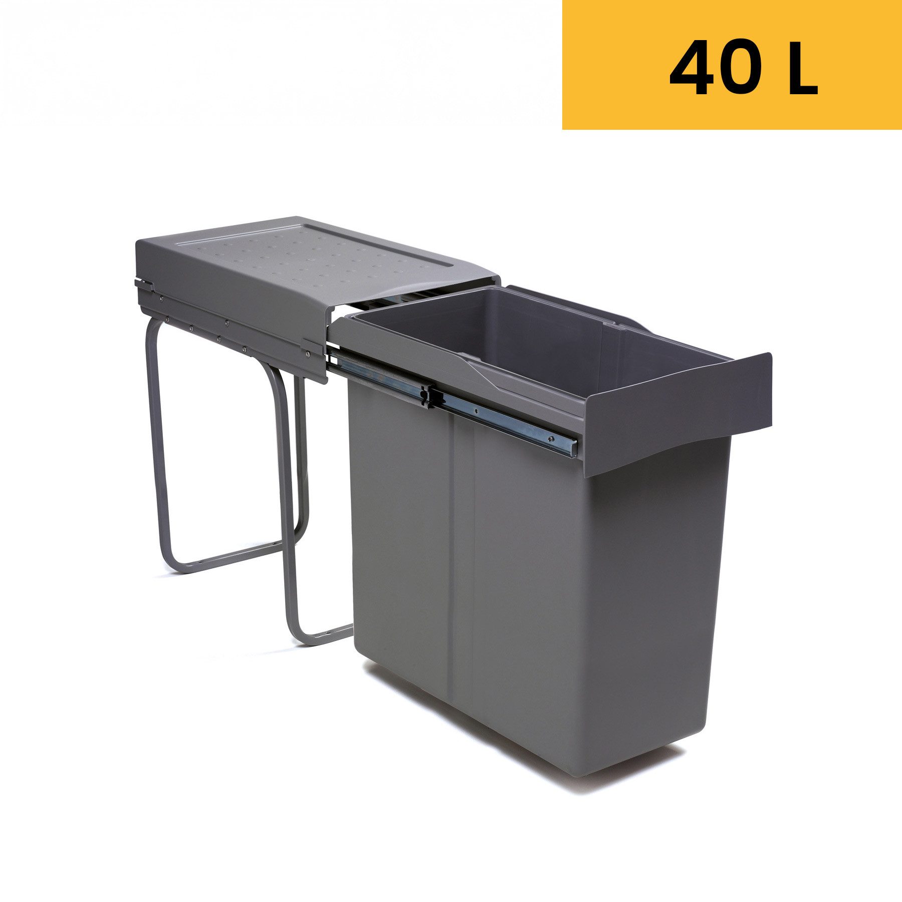 SIEGWERK Einbaumülleimer MonoSort 340, 40 Liter, für große Müllmengen, Für Schränke ab 40 cm Breite, einfache Montage, stabile Qualität