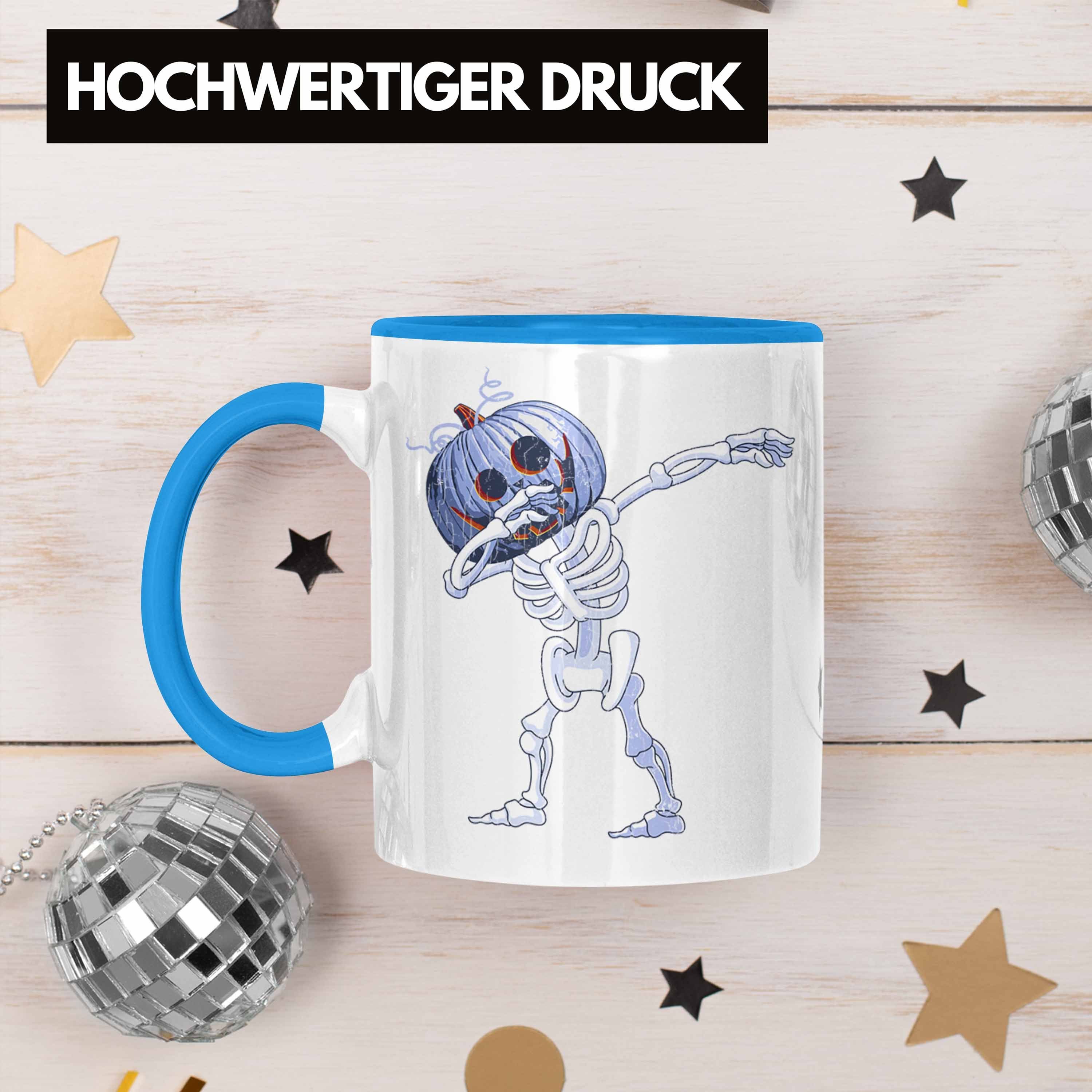 Dabbing Trendation Becher Halloween Dekoration Kürbis Tasse Blau Tasse Skelet