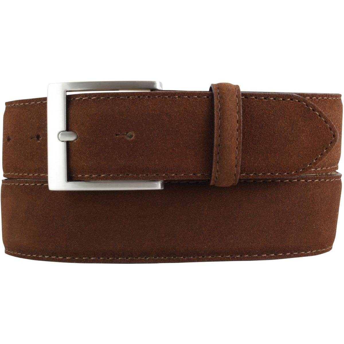 BELTINGER Veloursleder-Gürtel Für Herren – 3,5 Cm Breit, Altsilberne Schließe, Italienisches Handwerk