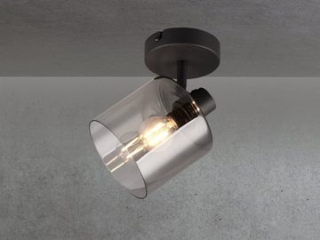 meineWunschleuchte LED Wandstrahler, Dimmfunktion, LED wechselbar, Warmweiß, innen, Wandlampe Lampenschirm Rauchglas Leselampe Nachttischlampe Wand