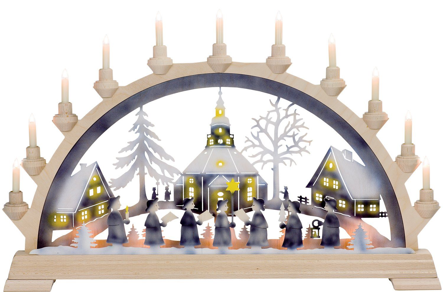 Schwibbogen Taulin Lichterbogen Seiffener Kirche - mit Vorbel.