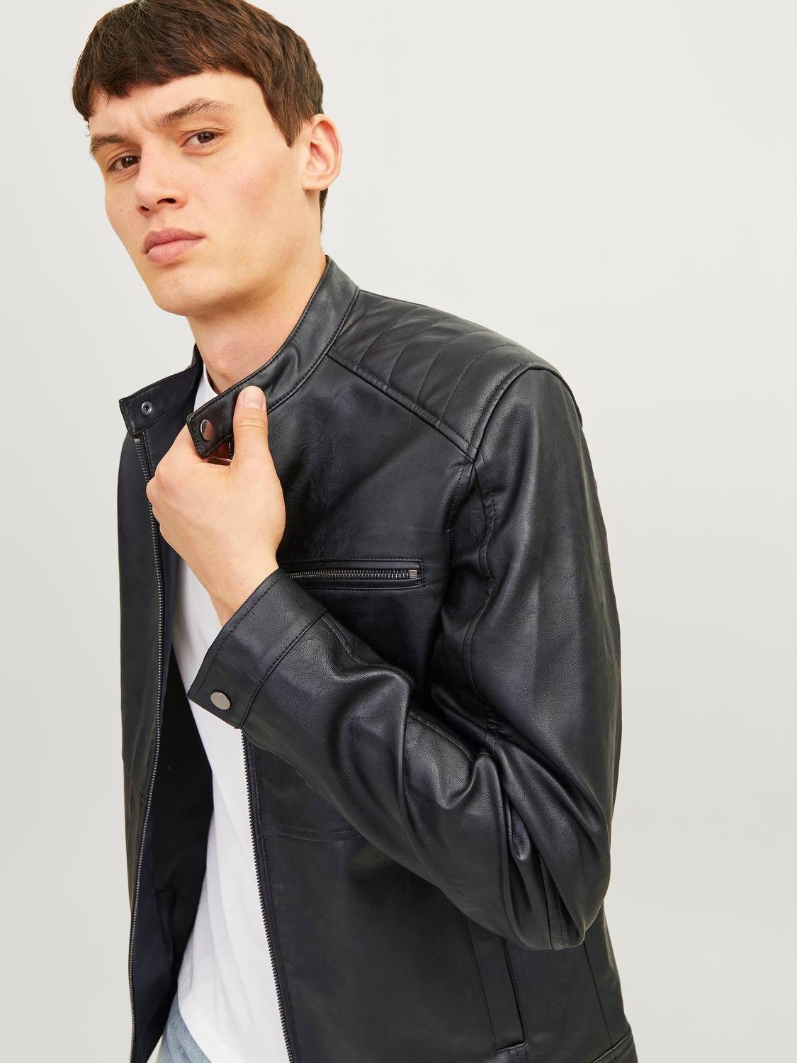 Jack & Jones Lederimitatjacke JJEDYLAN PU BIKER JACKET NOOS