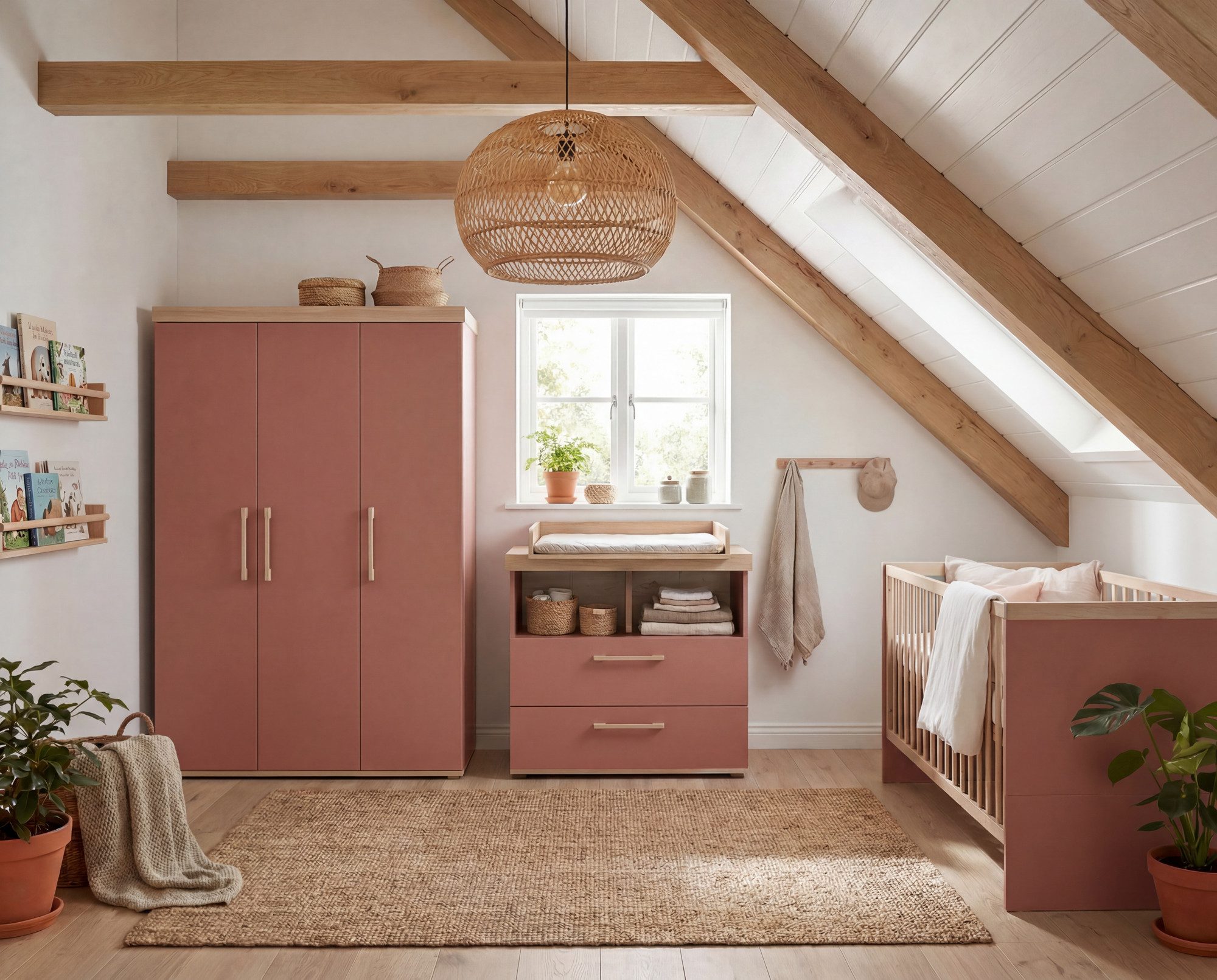 roba® Babyzimmer-Komplettset Jimmy - 3-teiliges Komplettzimmer - MADE IN EUROPE, (Set, Babybett 70 x 140 cm, Wickelkommode Schublade & Fach, Kleiderschrank), aus Holz - Klassisches Design - moderne Farben - Kinderzimmer Set