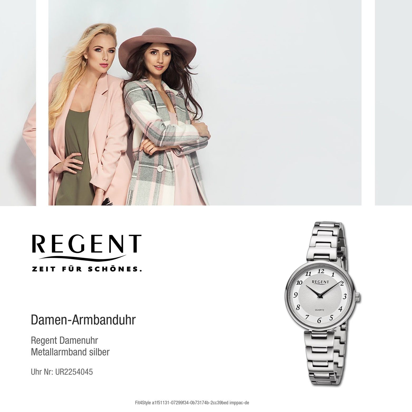 Armbanduhr Analog, Armbanduhr Metallarmband Damen (ca. Quarzuhr Damen rund, Regent 34mm), extra groß Regent