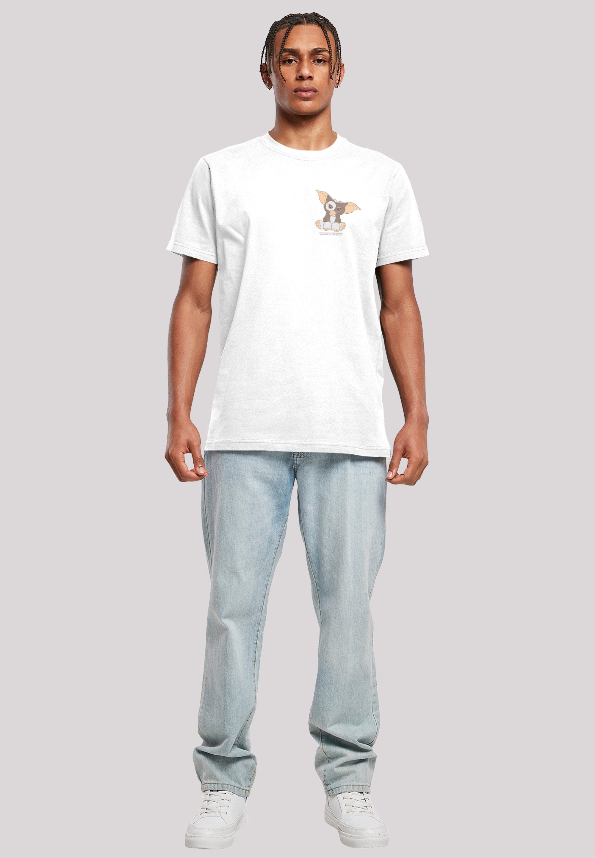 Neck Gremlins with T-Shirt Kurzarmshirt Herren Gizmo (1-tlg) and Chest F4NT4STIC white Round -BLK
