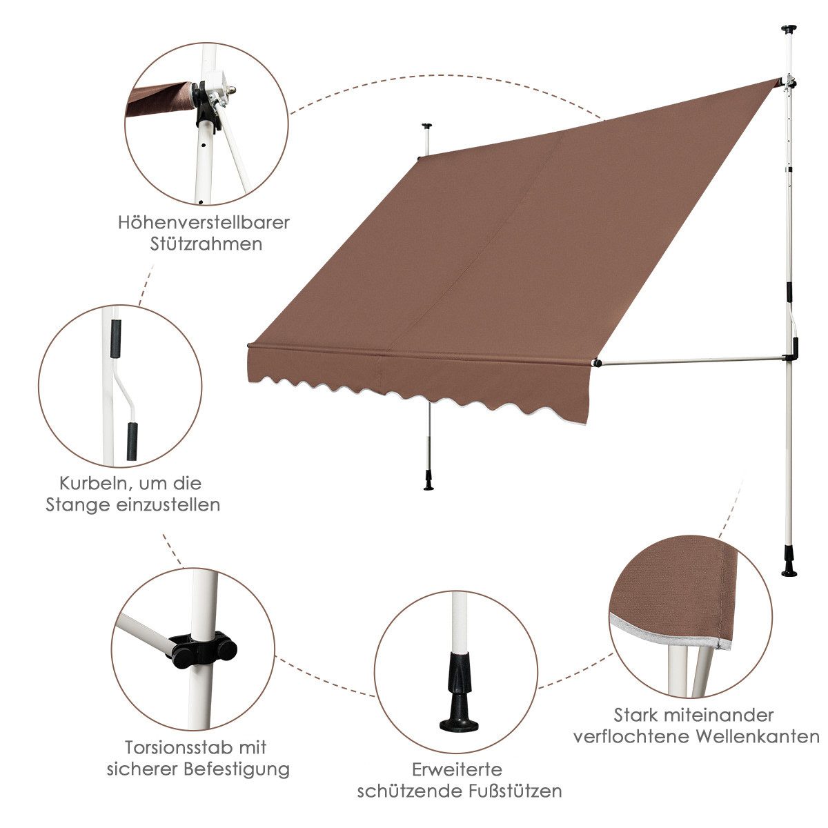 KOMFOTTEU Klemmmarkise Balkonmarkise Sonnenschutz ohne Bohren, günstig online kaufen