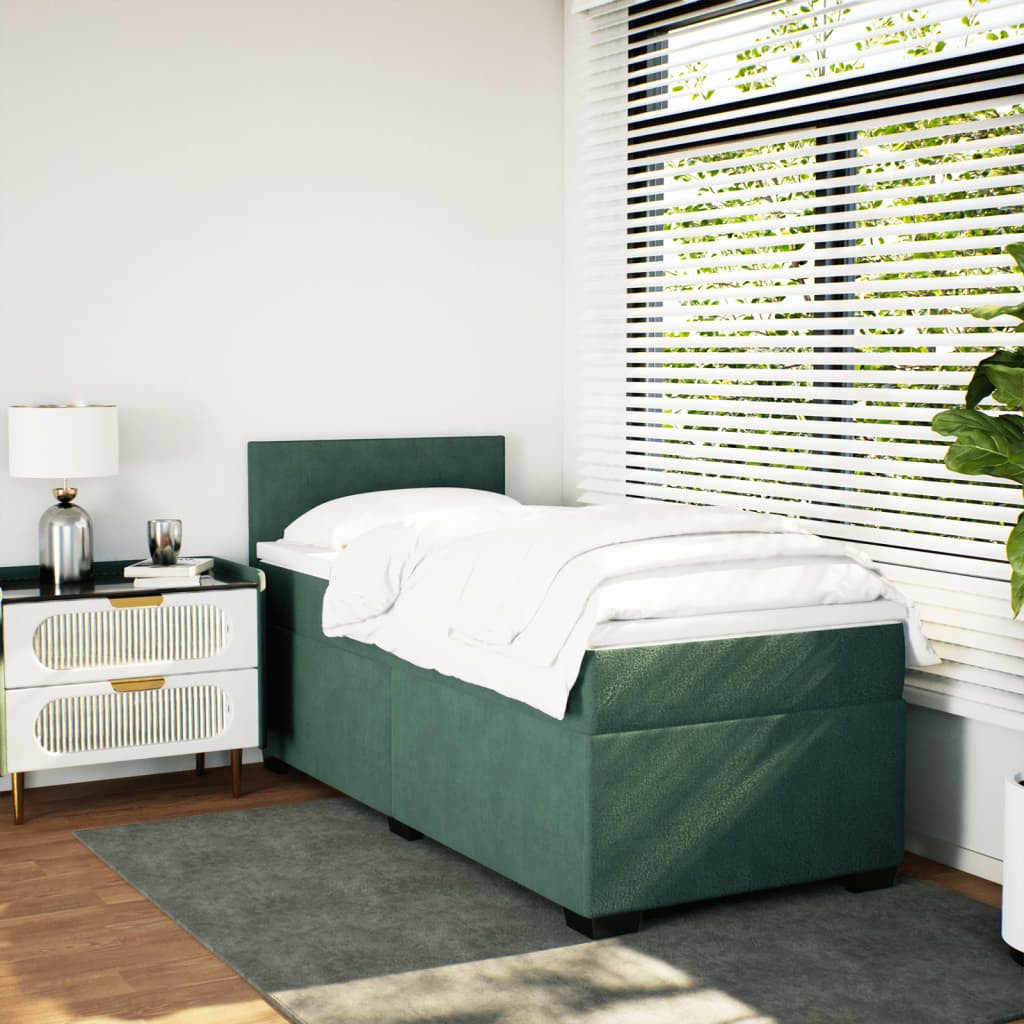 vidaXL Bett Boxspringbett mit Matratze Dunkelgrün günstig online kaufen