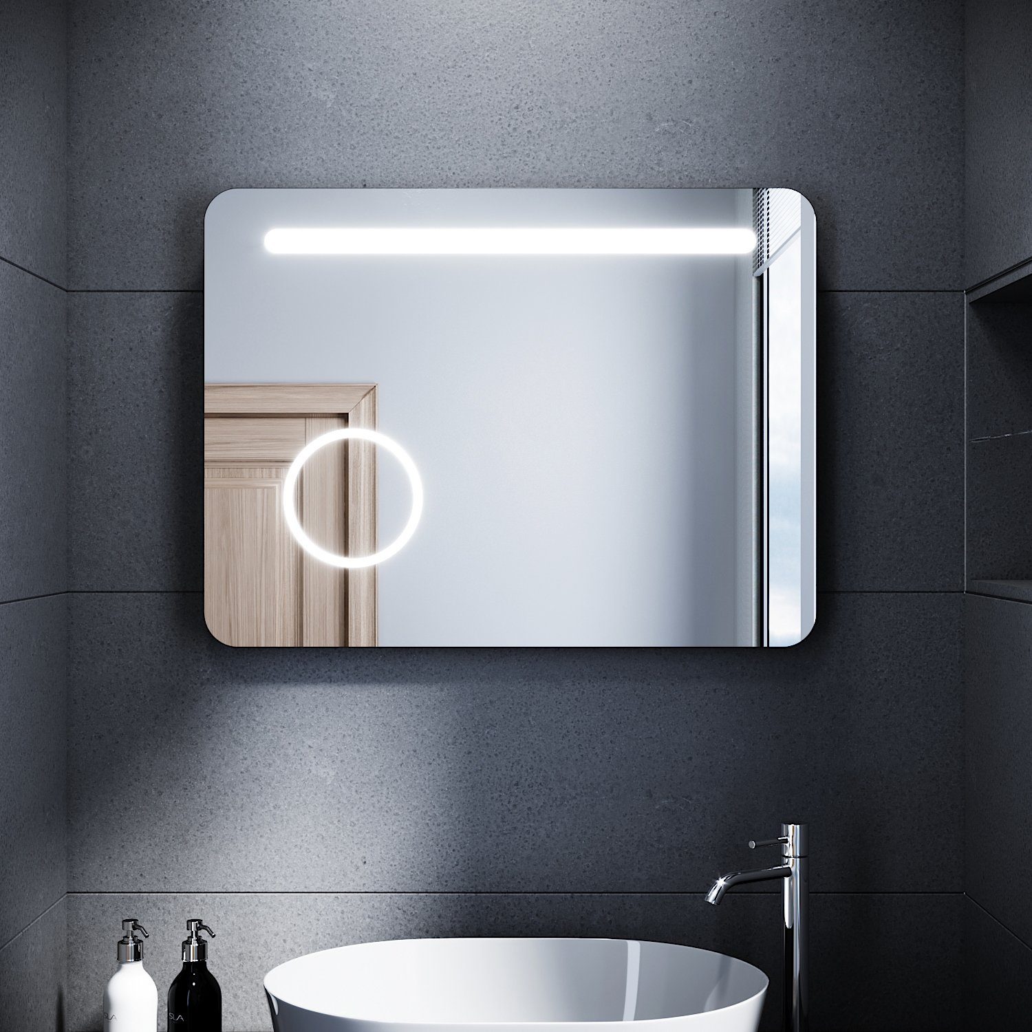 Badspiegel LED mit Beleuchtung Kosmetikspiegel Badezimmerspiegel Lichtspiegel 