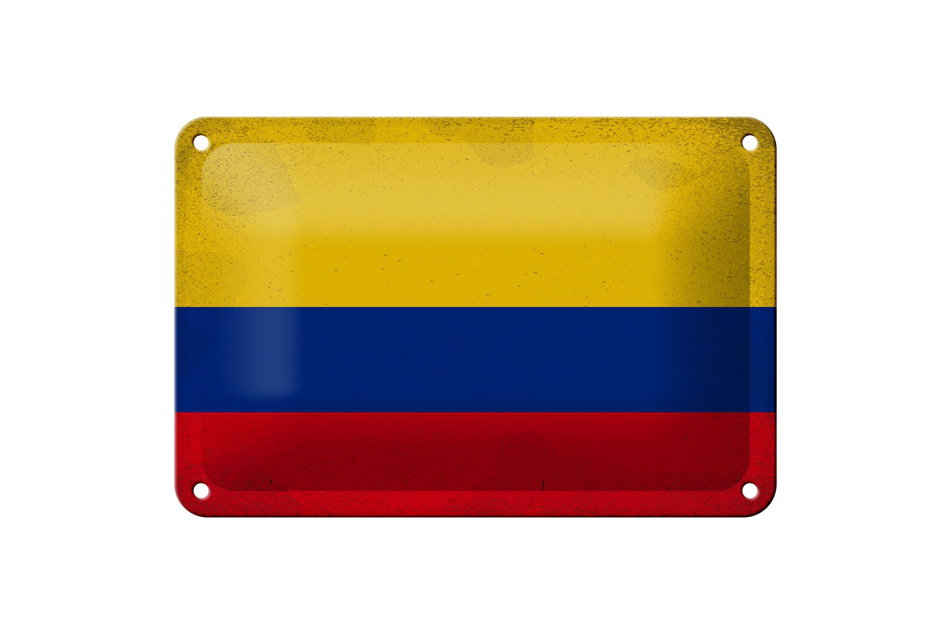 Femer GmbH Metallschild Flagge Kolumbien 18x12cm Flag Colombia Vintage, (1 St), gewölbte Oberfläche, abgerundete Ecken, umgeschlagene Kanten