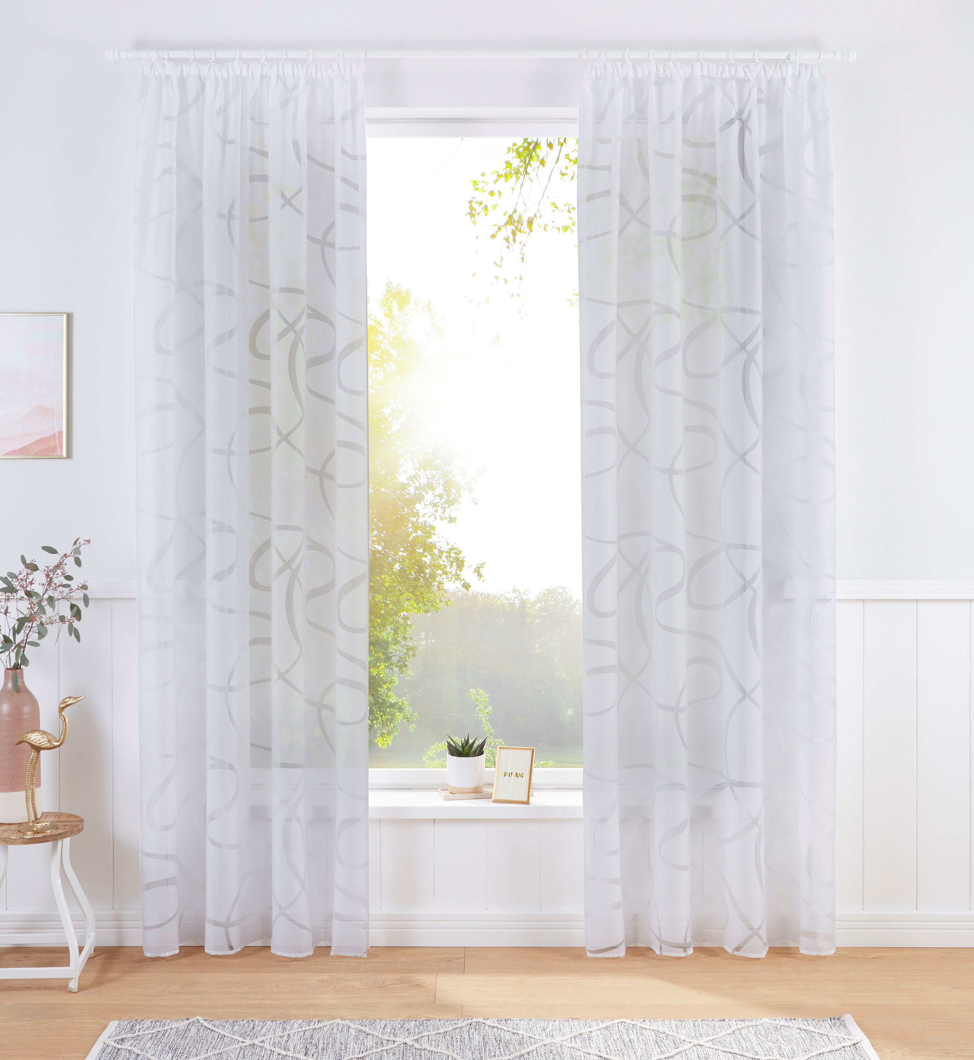 Bruno Banani Gardine Tilo (1 St), Kräuselband, transparent, Ausbrenner, tra günstig online kaufen