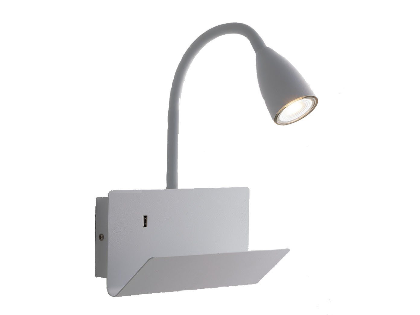 LED ECO-LIGHT LED Leselampe USB-Ladefunktion, mit wechselbar, Wandleuchte, Ladefunktion, Nachttischlampe Weiß Schalter, mit warmweiß, Bett