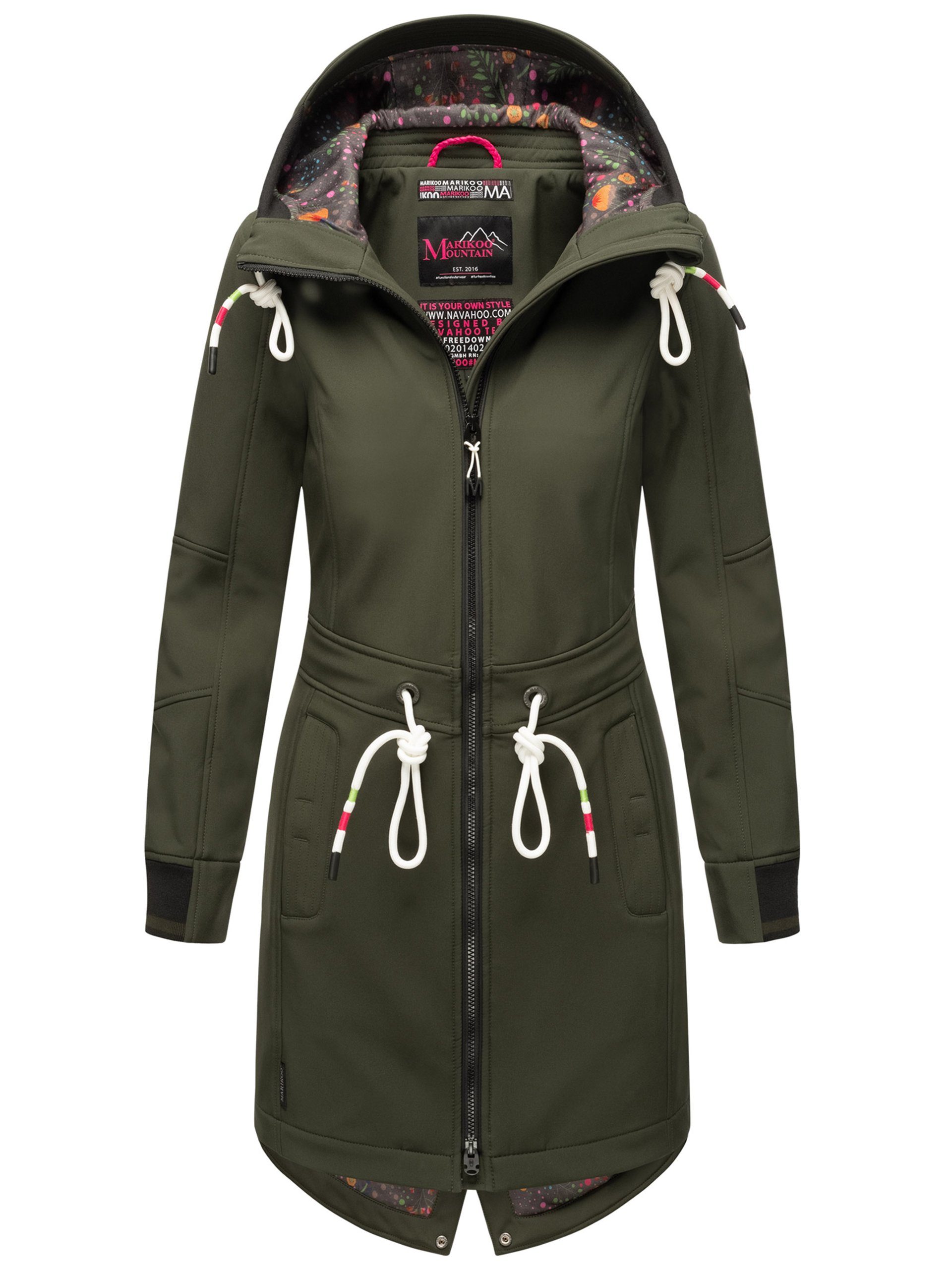 Marikoo Dark Kragen mit Mount Olive Softshelljacke Furnica hochschließendem