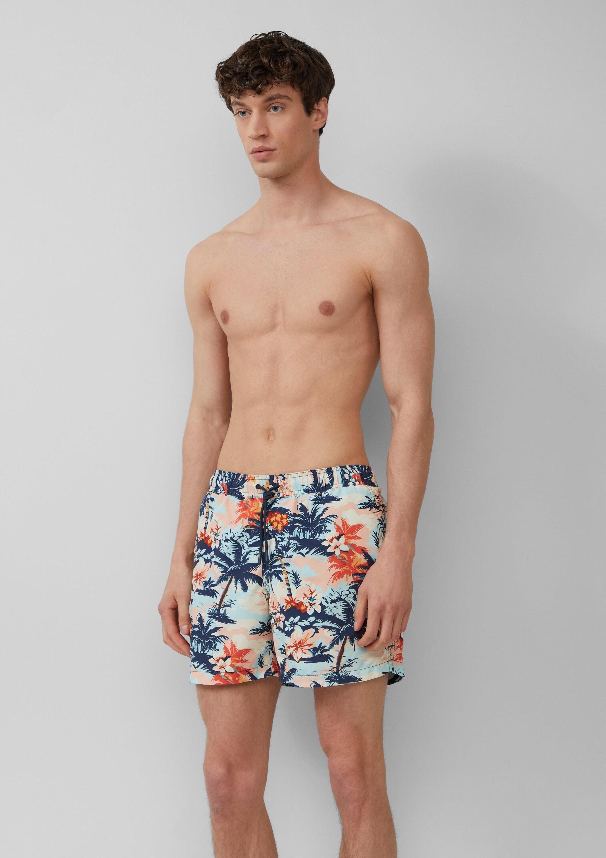 s.Oliver Badehose Badehose Badeshorts mit All-over-Print und Eingrifftaschen