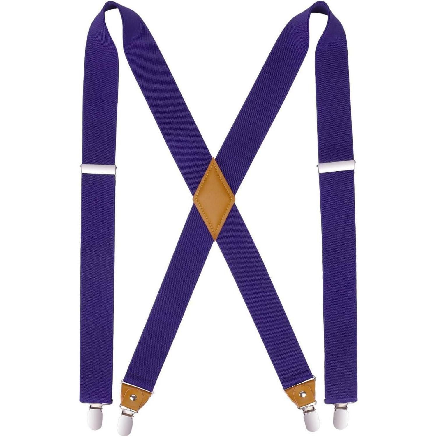 LuxusKollektion Hosenträger Hosenträger Herren X Form 4 Metall Clips verstellbar Lila