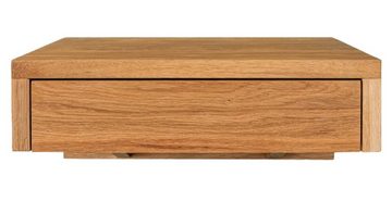 Woodek Design Nachttisch BO, Skandinavisches Wandregal (Ablagetisch aus unbehandeltem Eichenholz, 1-St., Minimalistischer Nachtschrank), Griffloser Wandschrank mit Schublade