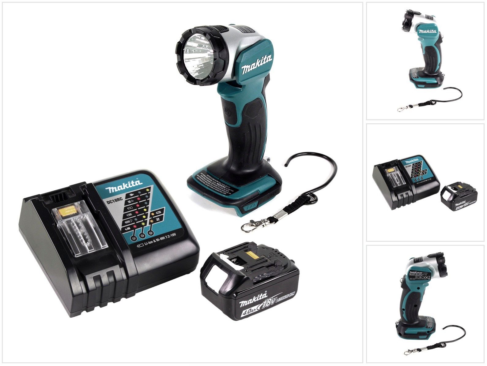 Makita Baustrahler DML 802 RM1 Akku Lampe 18 V Li-Ion für 14,4 und 18 V Akku + 1 x 4,0