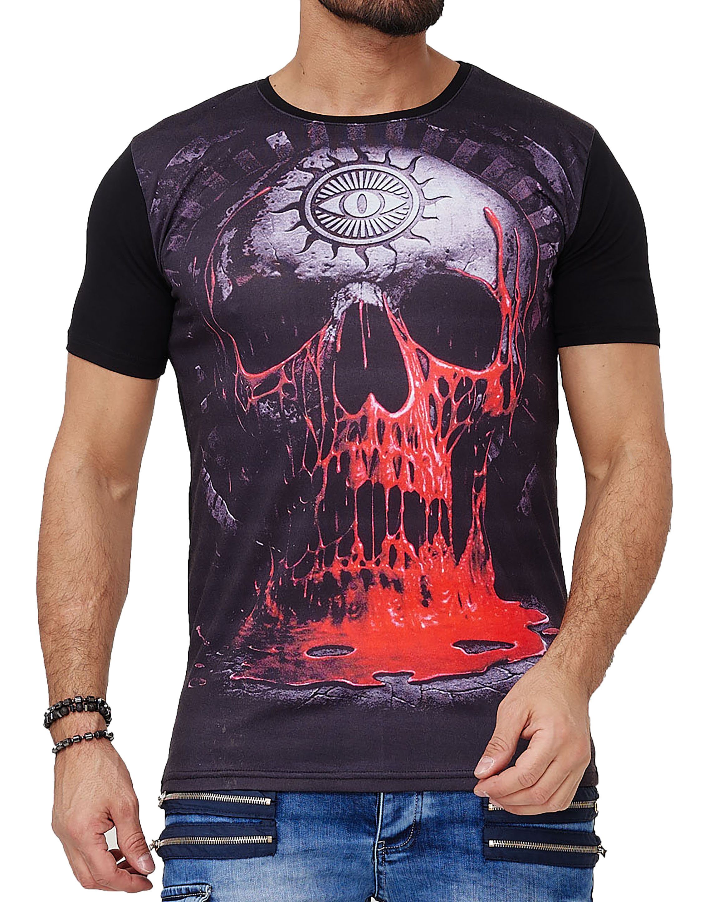 MASTERMIND WORLD Baumwolle T-Shirt mit Totenkopf-Print in Schwarz für Herren Herren Bekleidung T-Shirts Kurzarm T-Shirts 