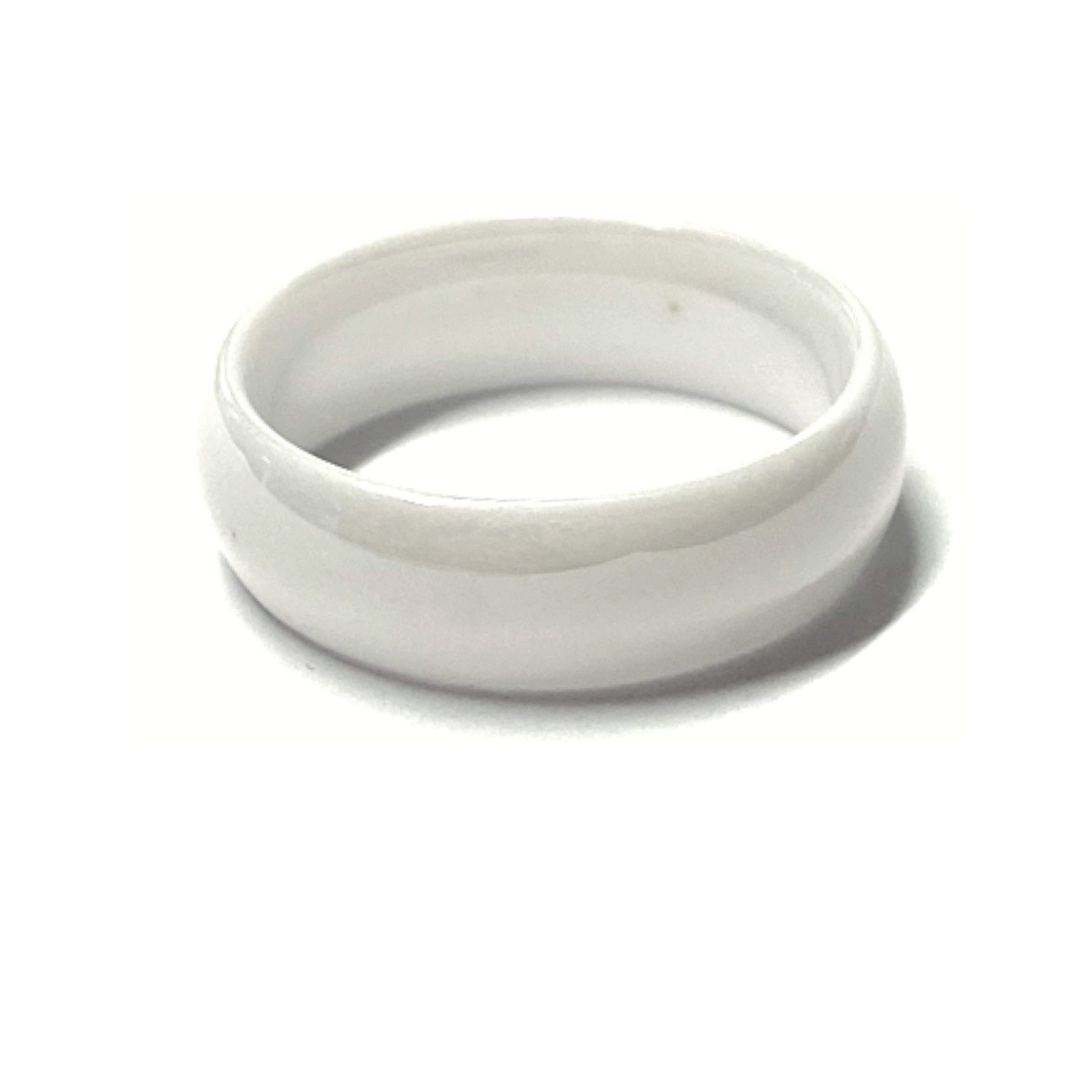 Edelschmiede925 Fingerring Keramik Ring halbrund weiß 7 mm Bandring Ehering Trauring #58