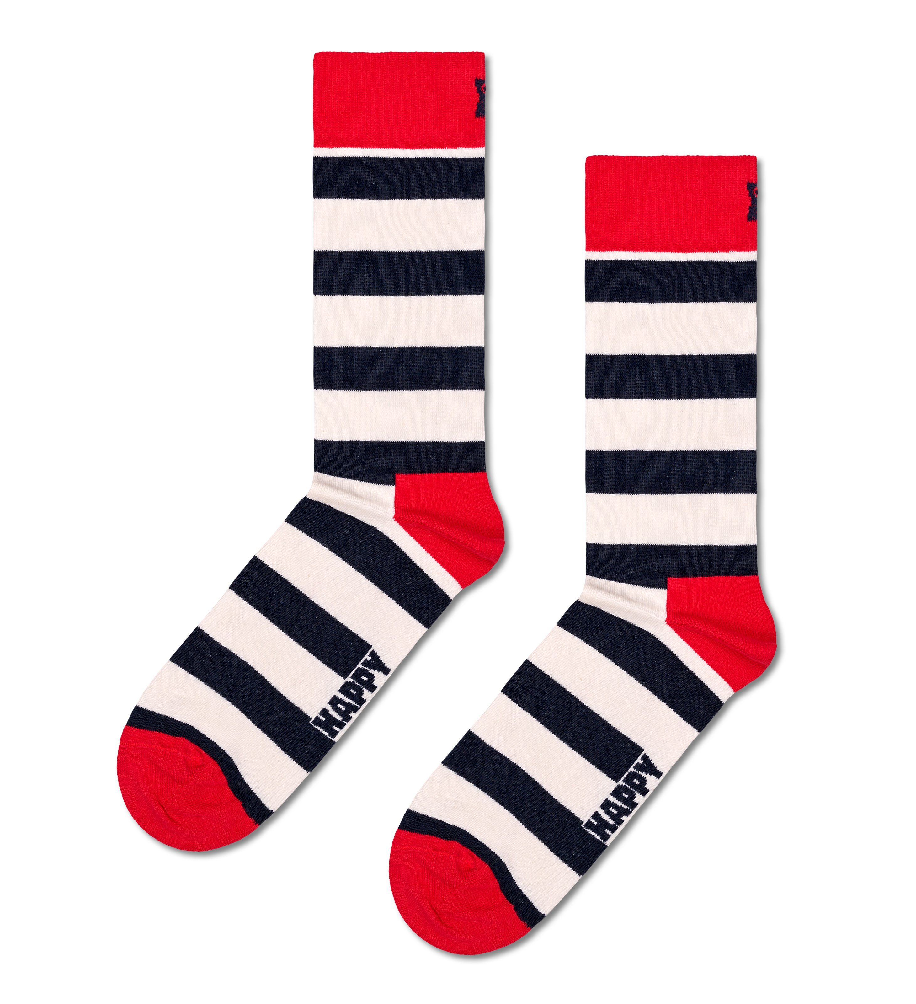 Navy Dots 2 Gift Classic Socken 4-Paar) Happy 4-Pack Socks Stripes & Classic Navy Set Socks (Packung,