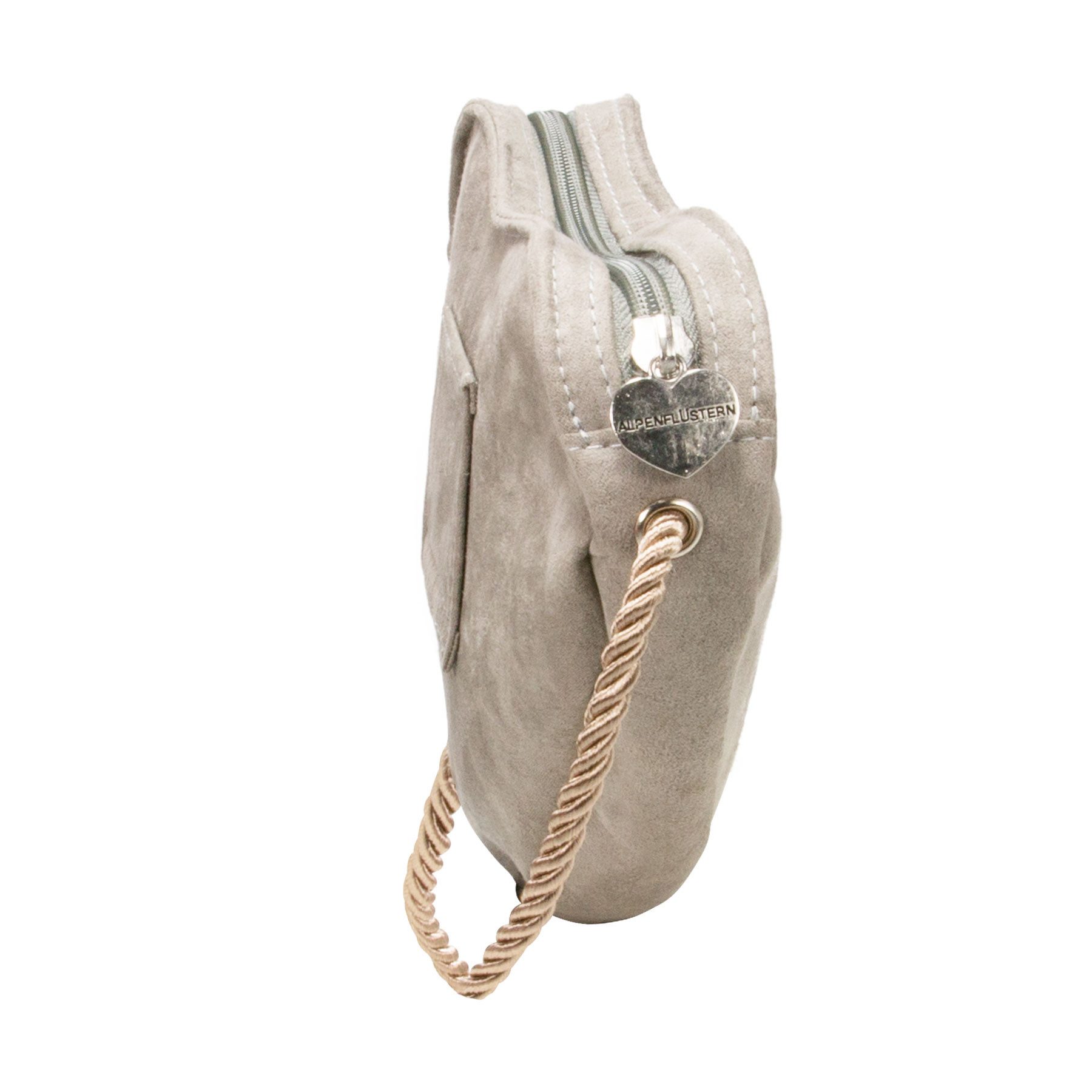 Alpenflüstern Schultertasche Herztasche Strass-Edelweiß Mini (taupe-grau), - Damen Trachtentasche in Herzform, Schultertasche fürs Dirndl, Herz H