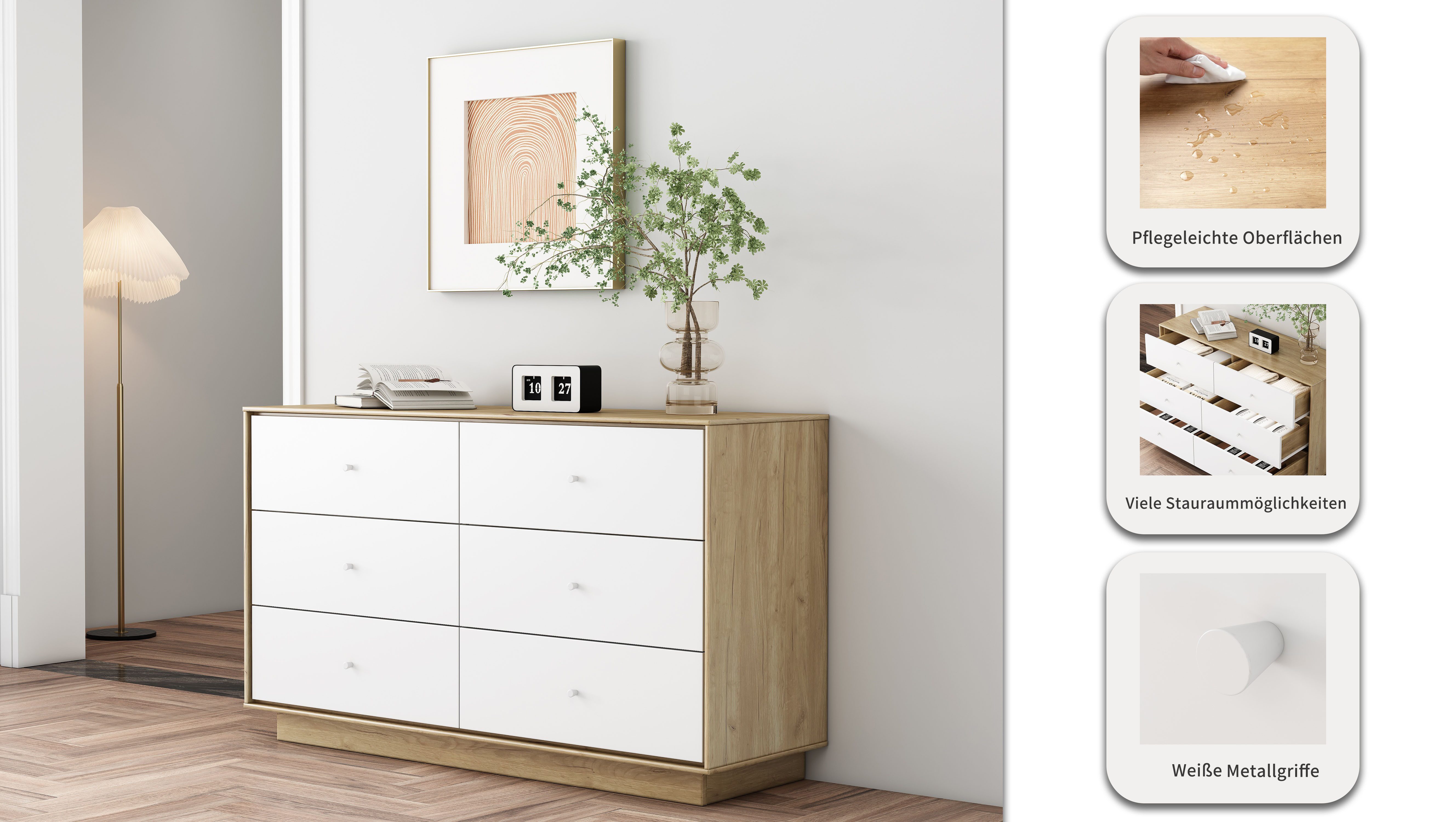 OTTO home Kommode Blaire, kratzfeste Melaminoberfläche, ABS-Kanten und FSC-zertifiziertem Holz