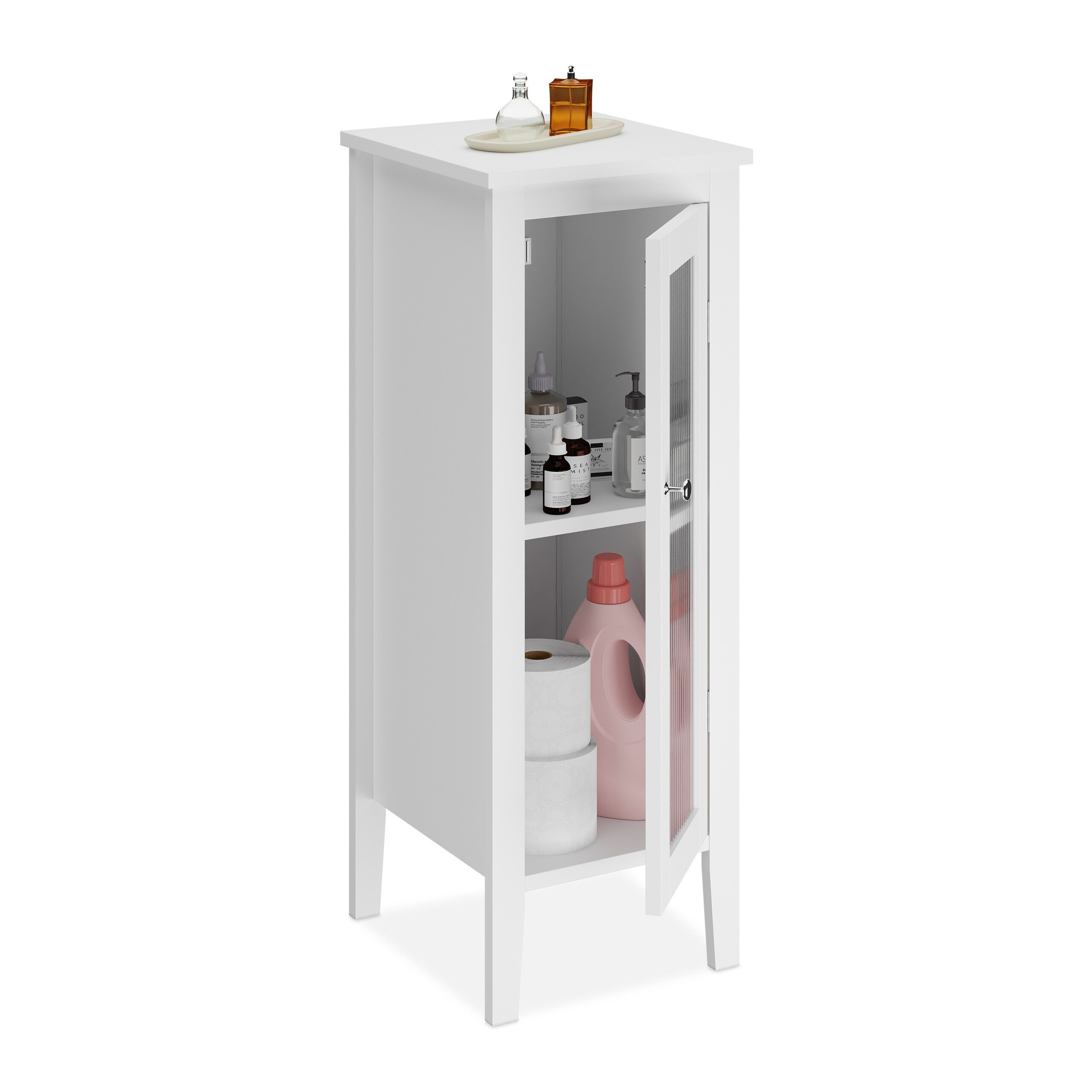 relaxdays Badregal Weißer Badezimmerschrank 2 Fächer günstig online kaufen