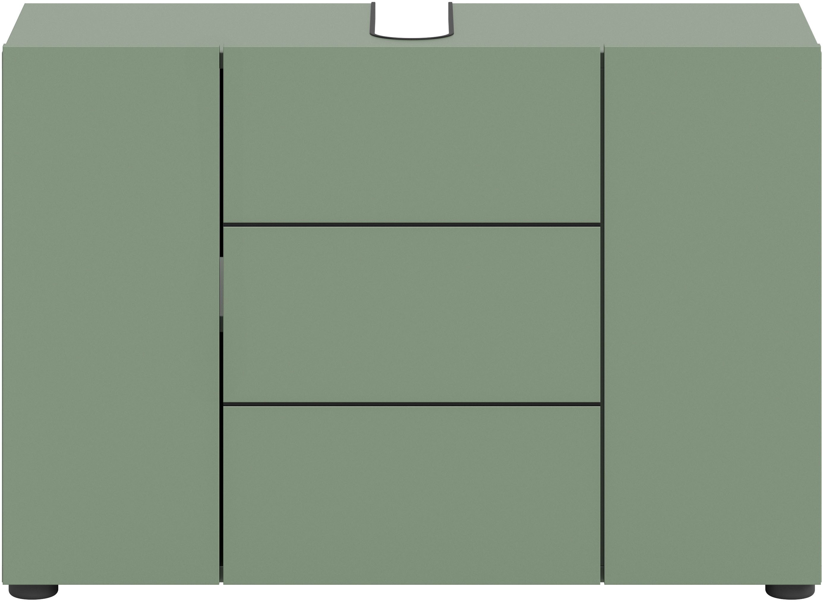 welltime Waschbeckenunterschrank BIEL, Breite: 82 cm, 3 Türen, 4 Fächer, Siphonausschnitt (1-St) Waschbeckenunterschrank, Unterschrank, WBU, Badezimmer, Bad