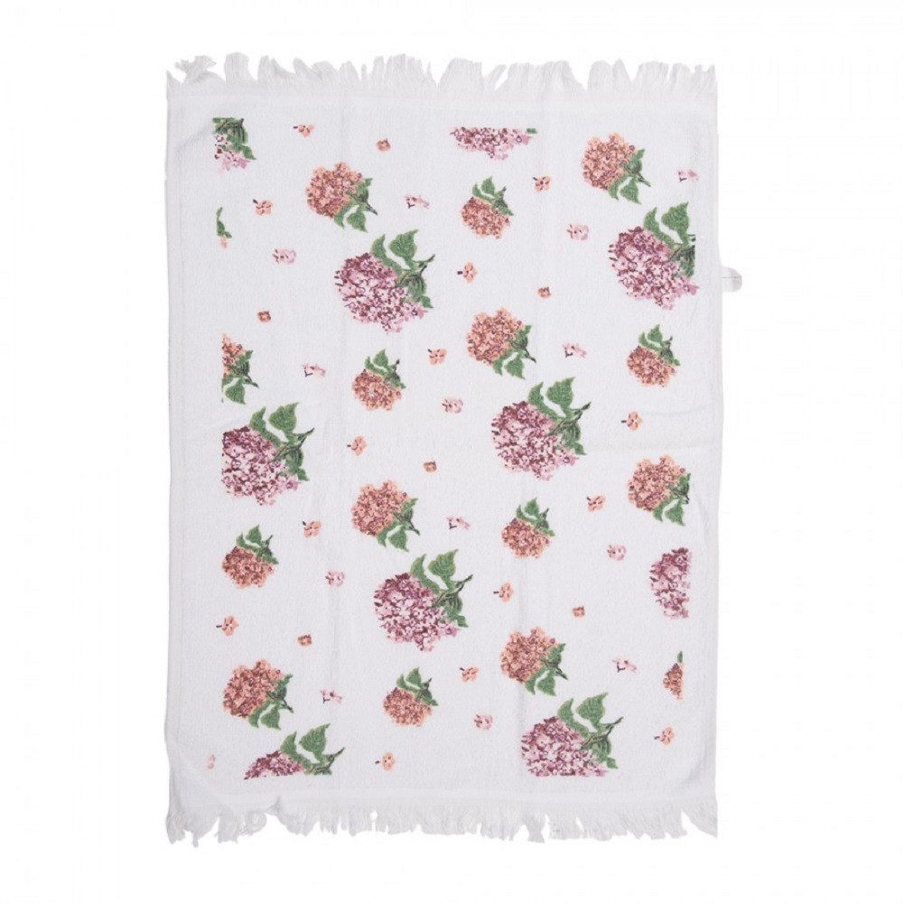 Clayre & Eef Gästehandtuch Blumenherz Hortensien Rosen, Baumwolle (mit Aufhängeschlaufe, 1-St), ca. 40 x 66 cm