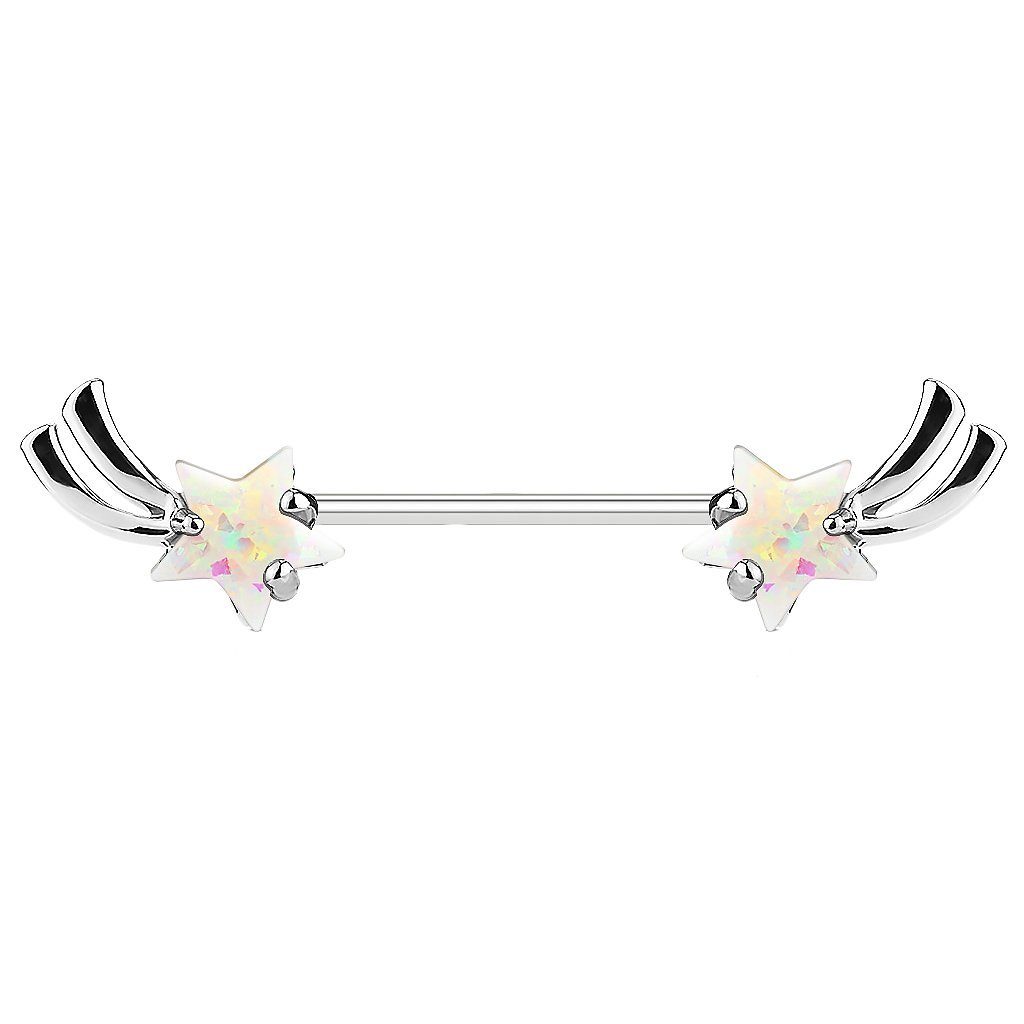 Taffstyle Intimpiercing Intim Brustpiercing Barbell Sternschnuppe mit Opal, Brustwarzen Intimpiercing piercing Barbell Brust Piercing Schmuck