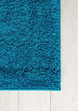 Hochflor-Teppich Hochflor Shaggy Teppich für Wohnzimmer - Höhe 30 mm Türkis, Mazovia, 60 x 100 cm, Pflegeleicht, Einfarbig Uni, Langflor, Rechteckig, Weich