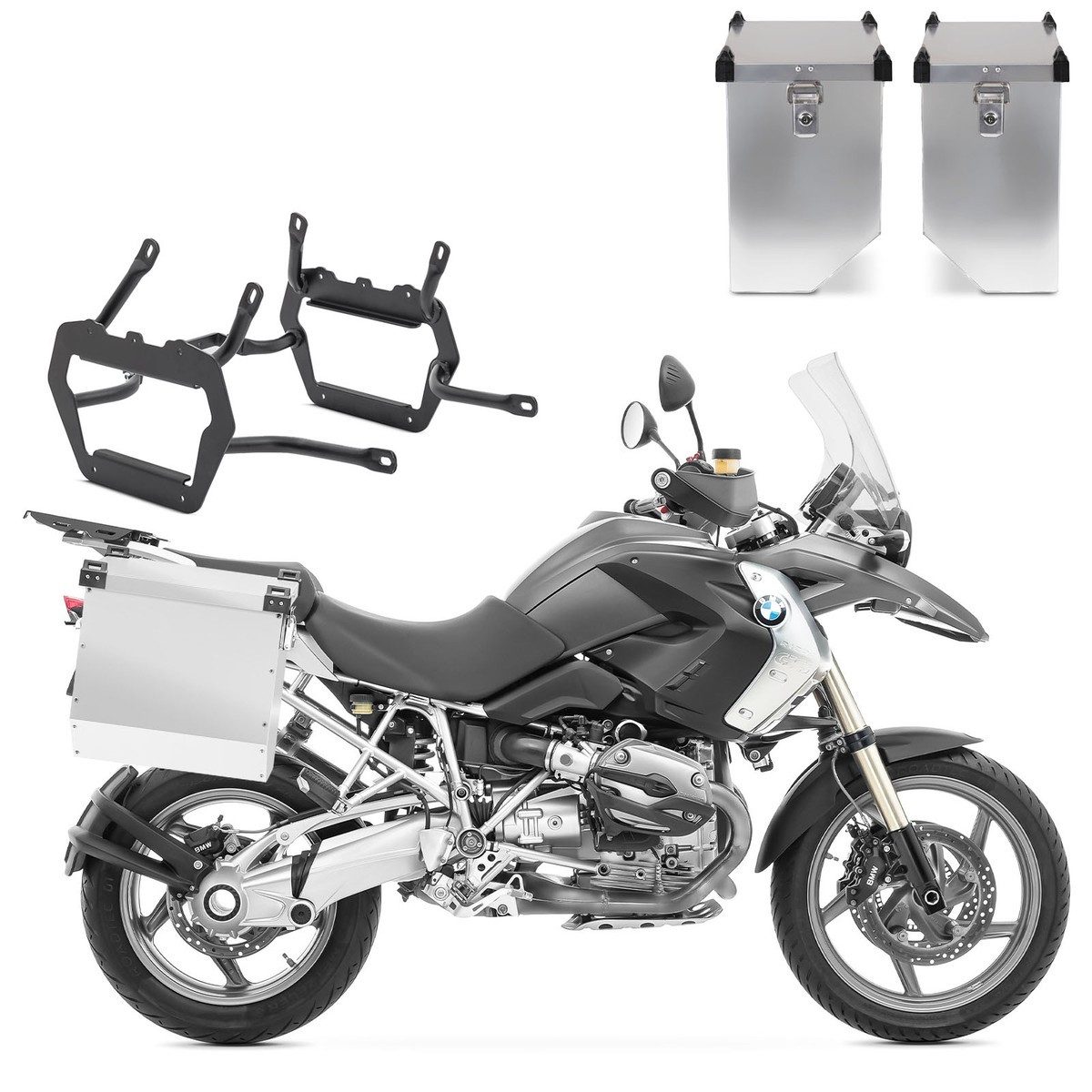Kofferset Set Alukoffer + Kofferträger passend für BMW R 1200 GS 04-12 / Adventu