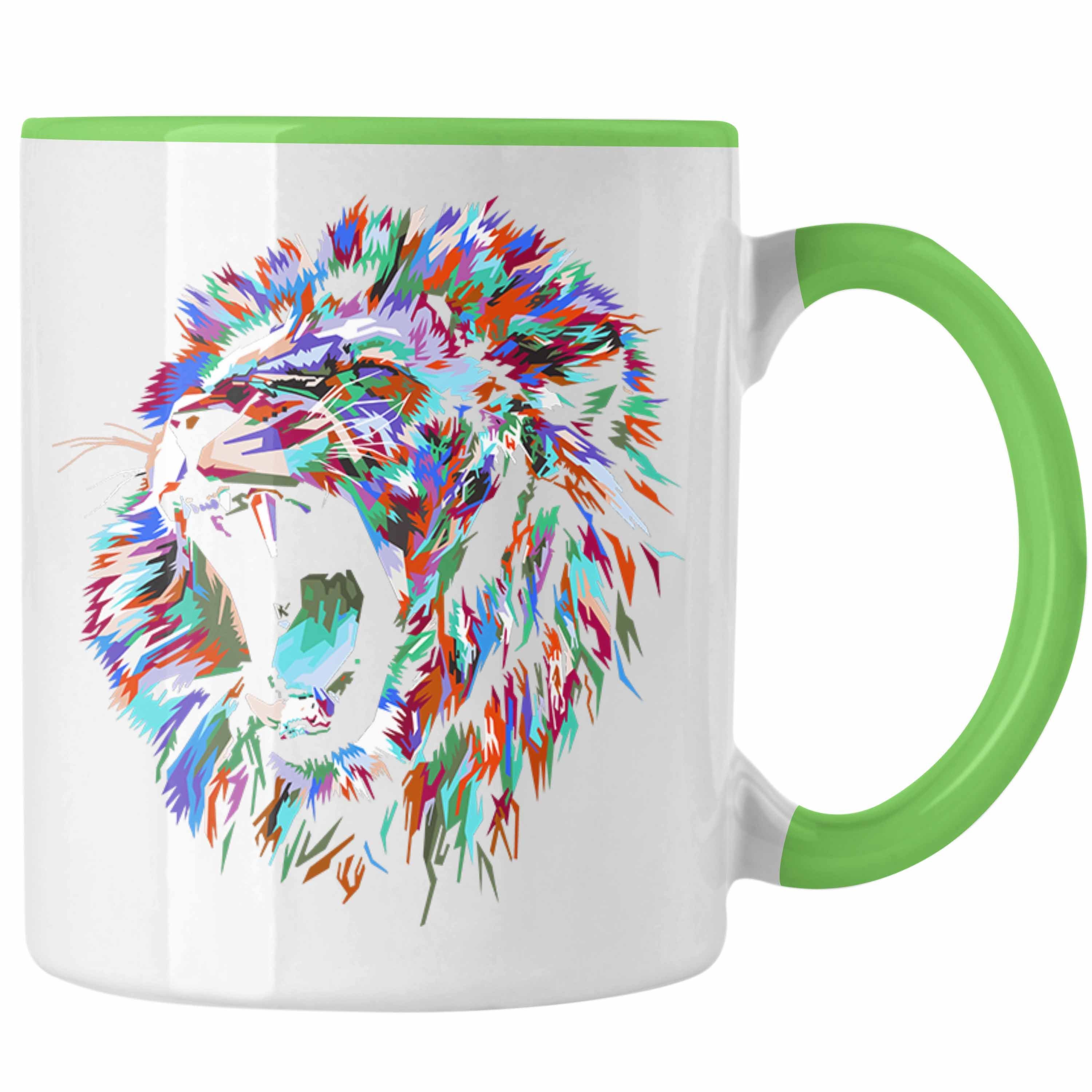 Trendation Polygon Tasse Wild Grün Tasse Trendation Löwen-Liebhaber - Geschenk Löwe