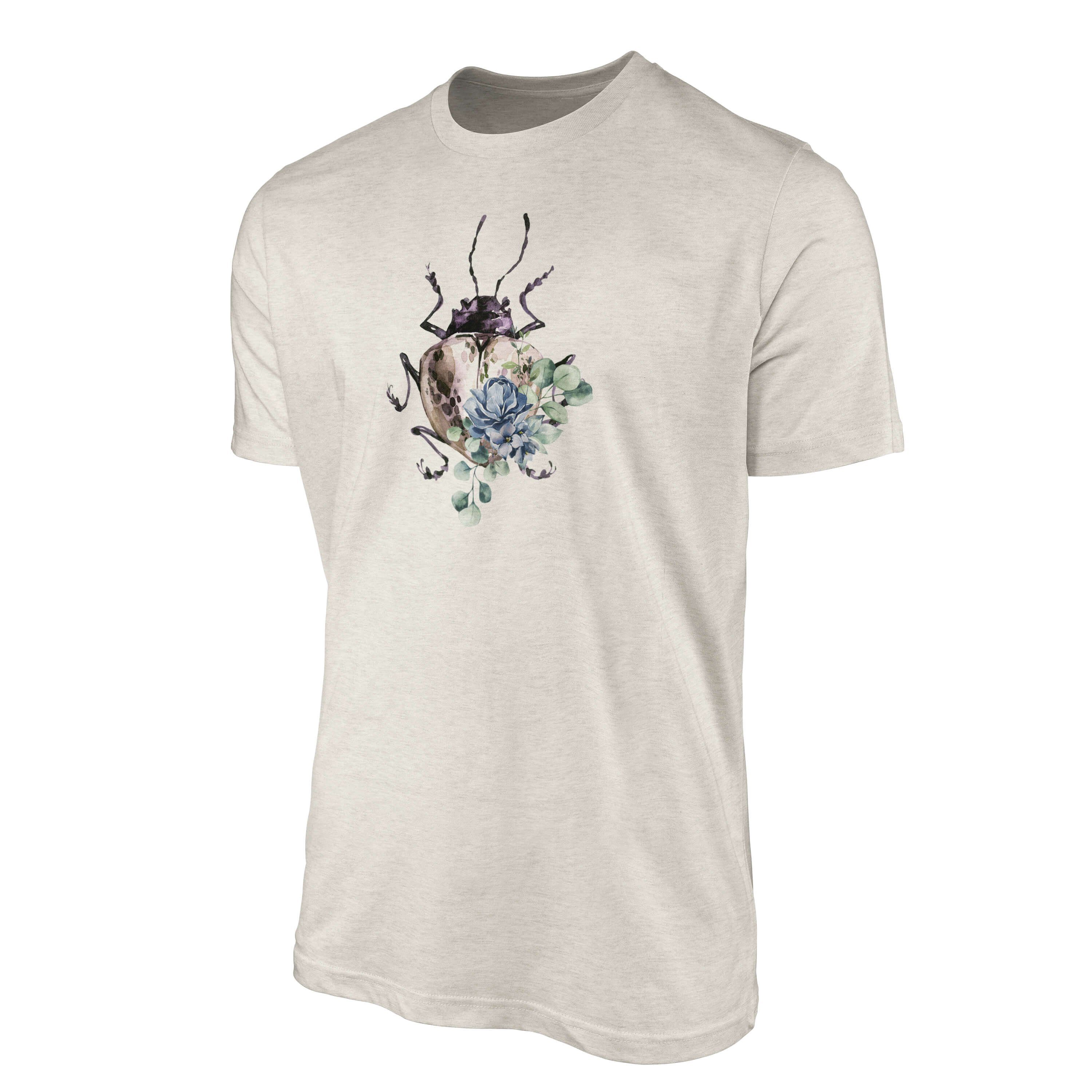 100% Herren Käfer Nachhaltig Motiv Organic Aquarell T-Shirt (1-tlg) Sinus Art Farbe Ökomode T-Shirt Shirt Bio-Baumwolle