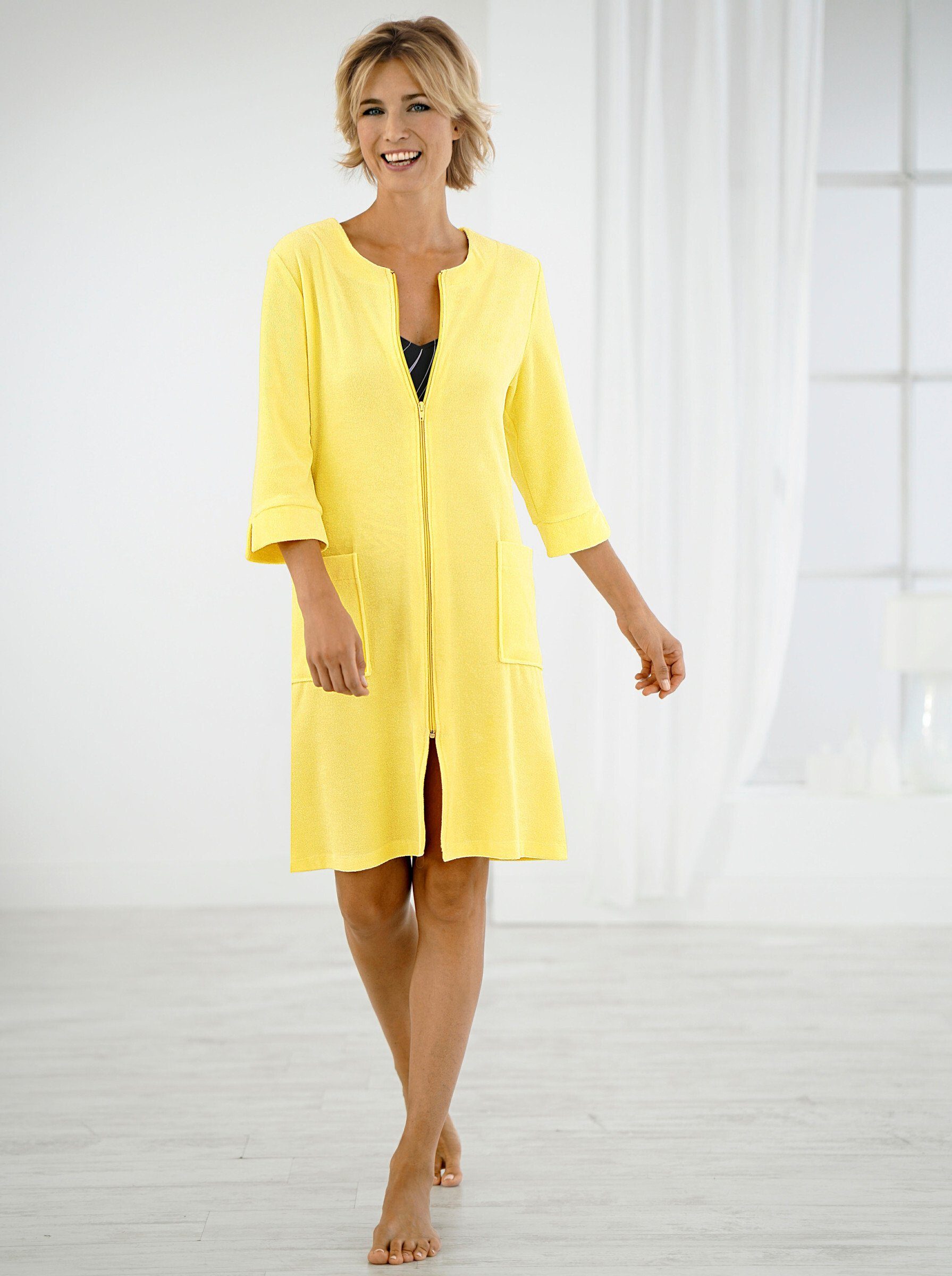 Witt Damenbademantel Bademantel ., Länge ca. 100 cm, Baumwolle, Reißverschl günstig online kaufen