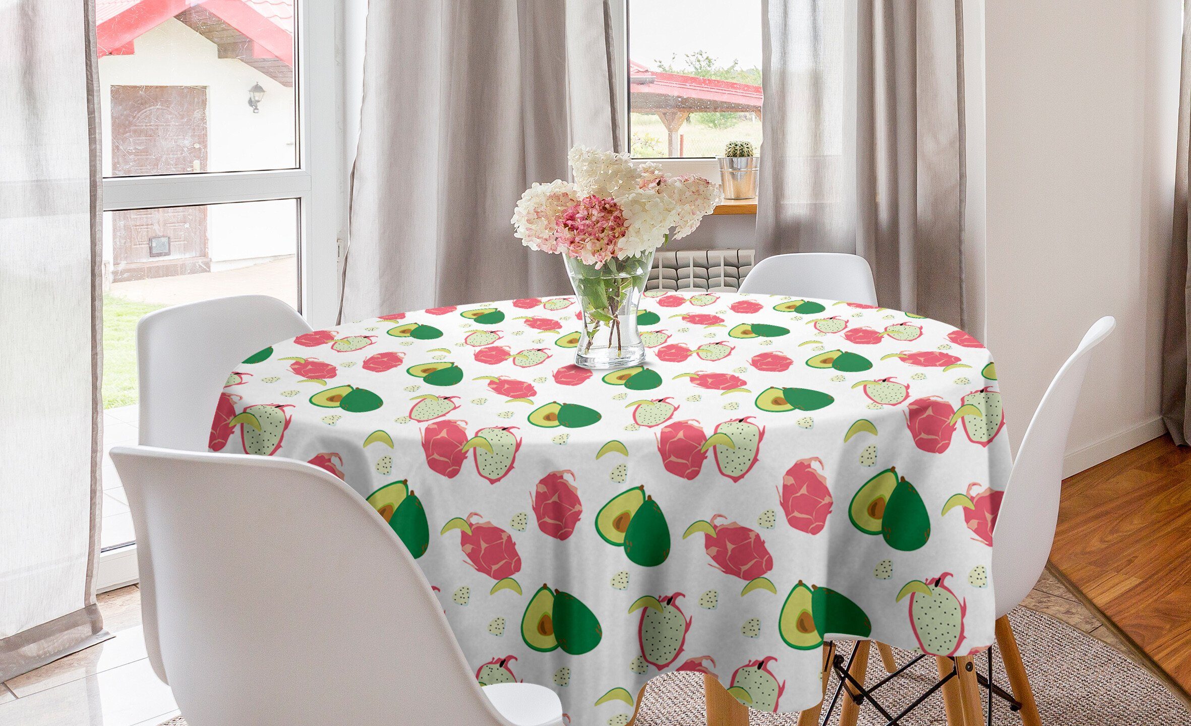 Abakuhaus Tischdecke Kreis für Tropisch Dekoration, Küche Esszimmer Tischdecke Gesunde produzieren Ernte Abdeckung