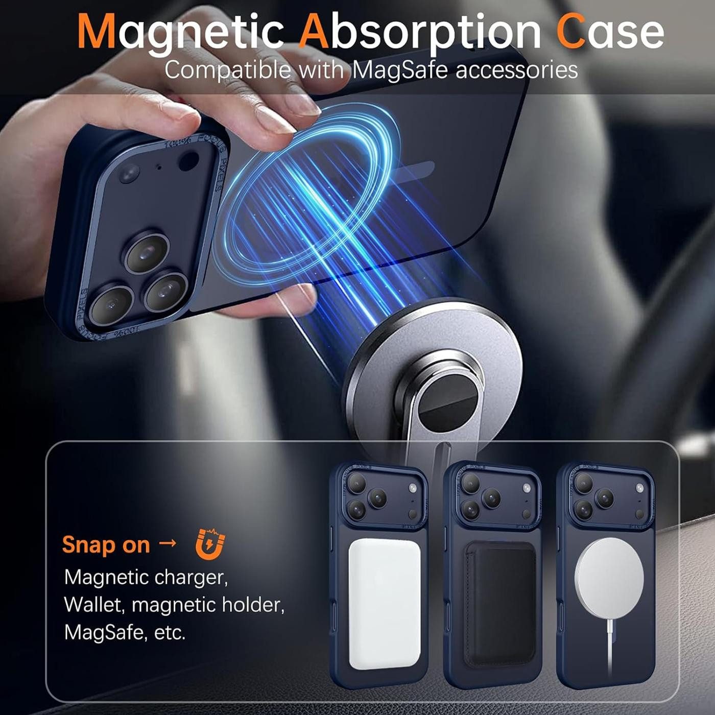 CoolGadget Handyhülle Magnet Hülle für iPhone 17 Pro Max Schutzhülle mit Metall Kamerarahmen 6,9 Zoll, magnetisches Schutzcase Matt Stoßfest kompatibel mit Mags – Bild 4 von 5